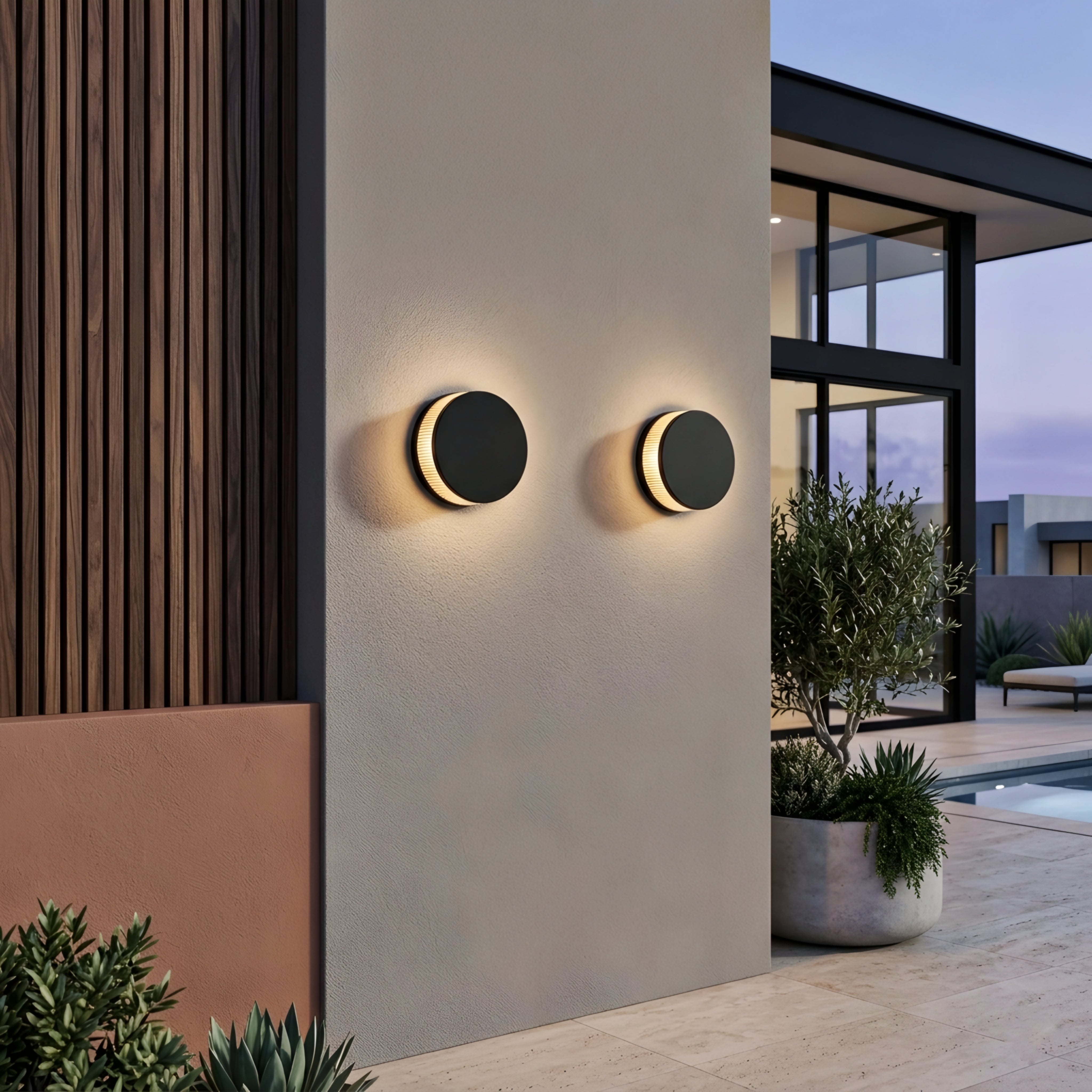 Corvex Eclipse Wall Sconce – LED Outdoor Wall Light Black Gold Modern Decorative Lighting Waterproof