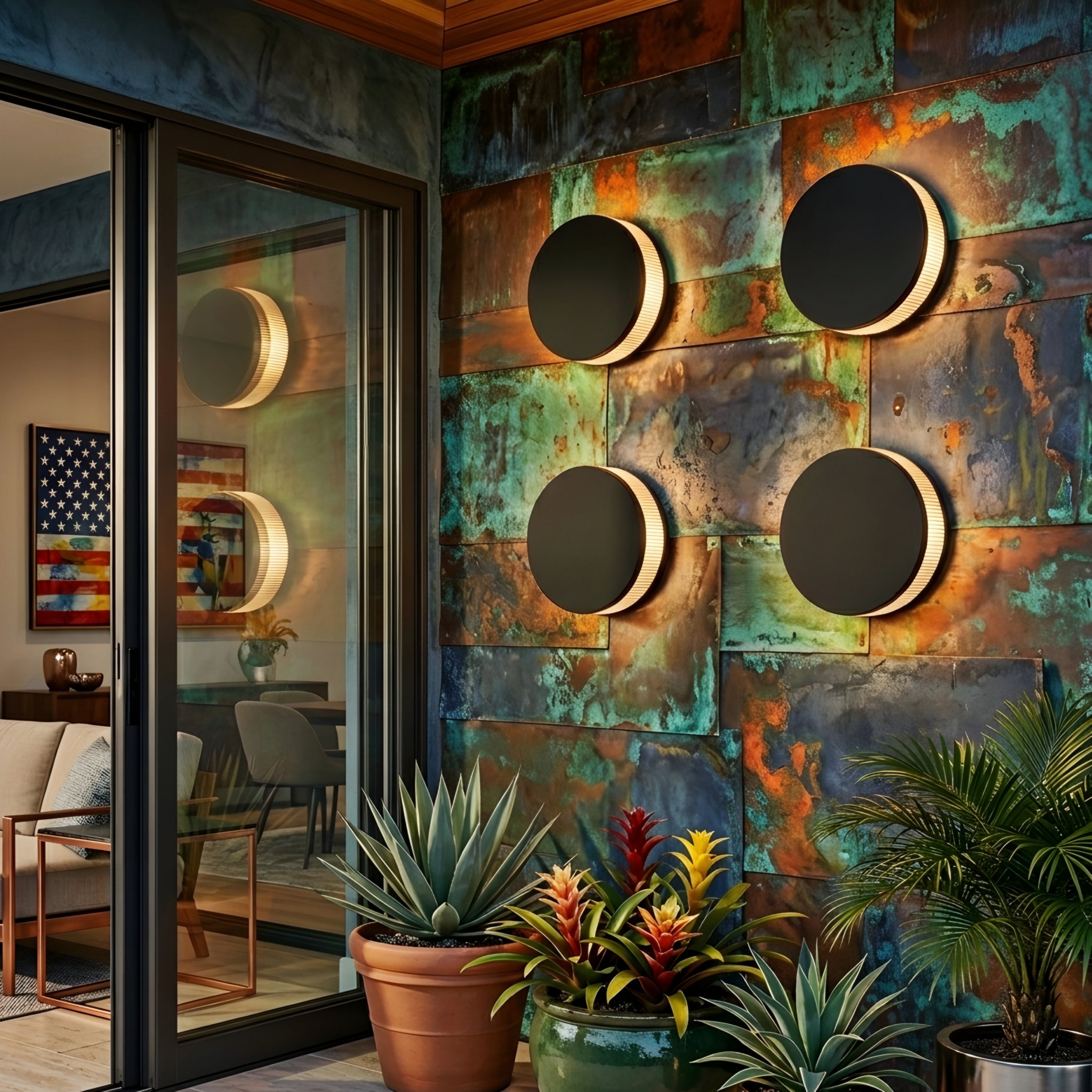 Corvex Eclipse Wall Sconce – LED Outdoor Wall Light Black Gold Modern Decorative Lighting Waterproof