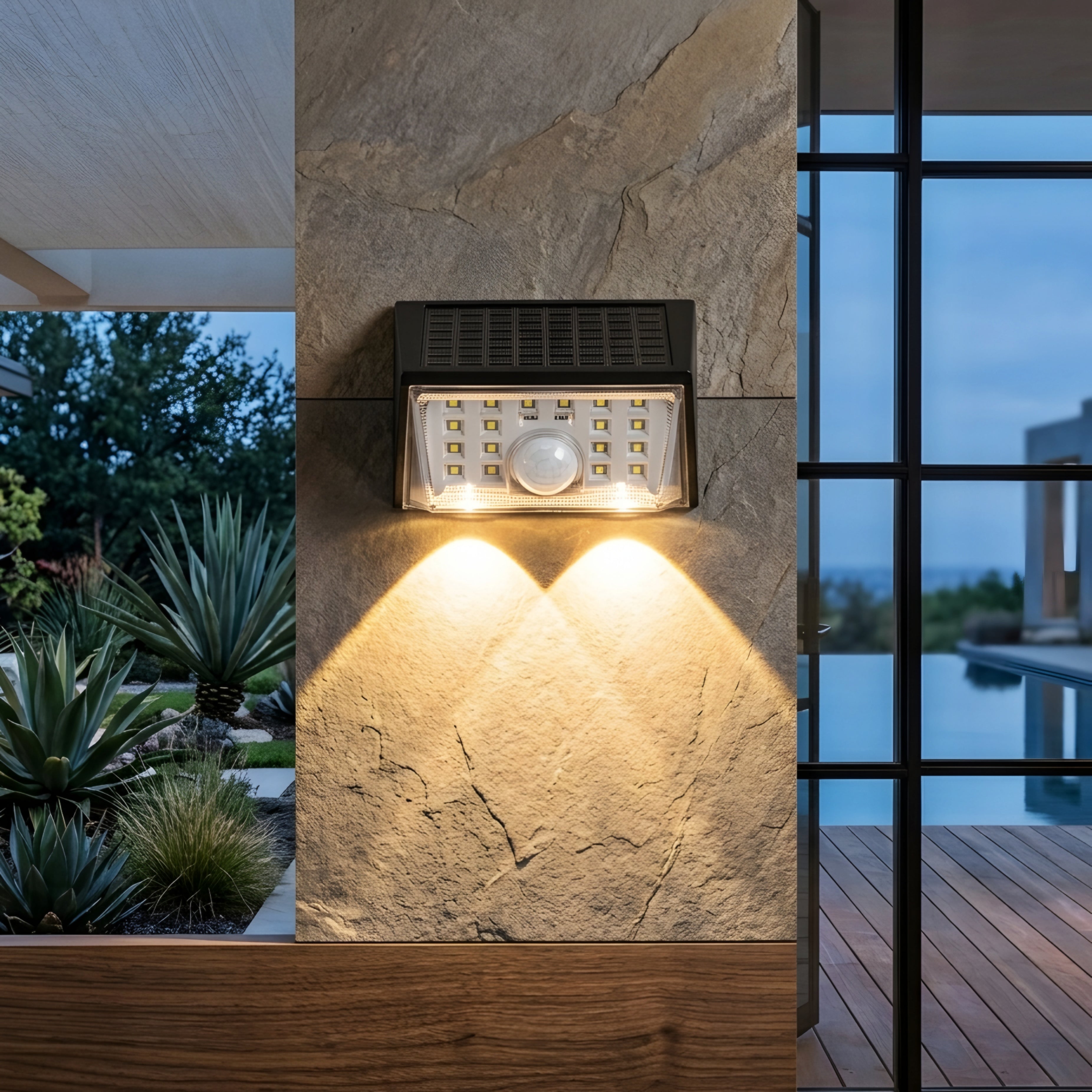 Solaren Solar Wall Light – Motion Sensor Outdoor Security LED Waterproof Wireless Patio Deck