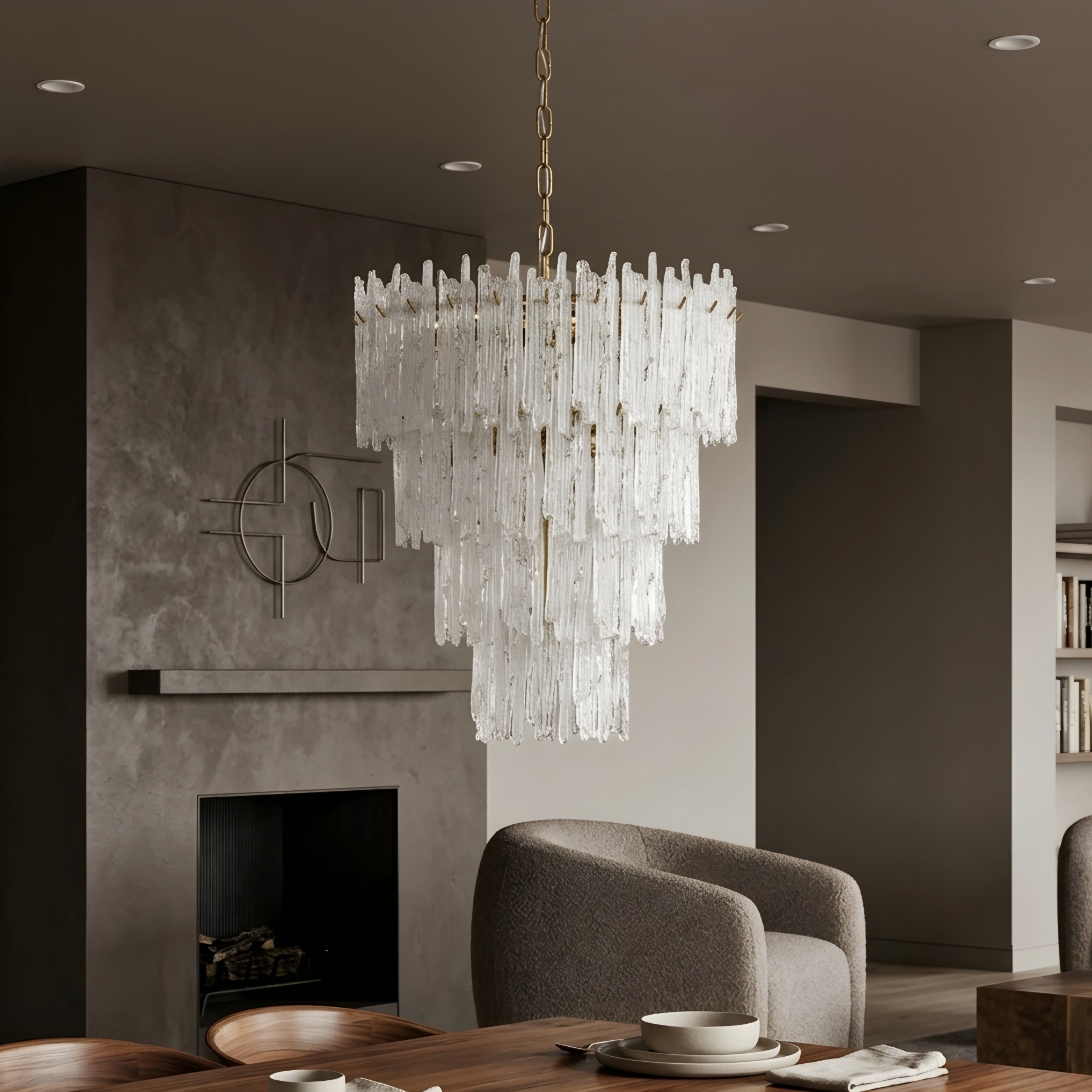 Glaciana Tiered Chandelier – Crystal Glass Pendant Light Dining Room Living Room Ceiling Decorative Lighting