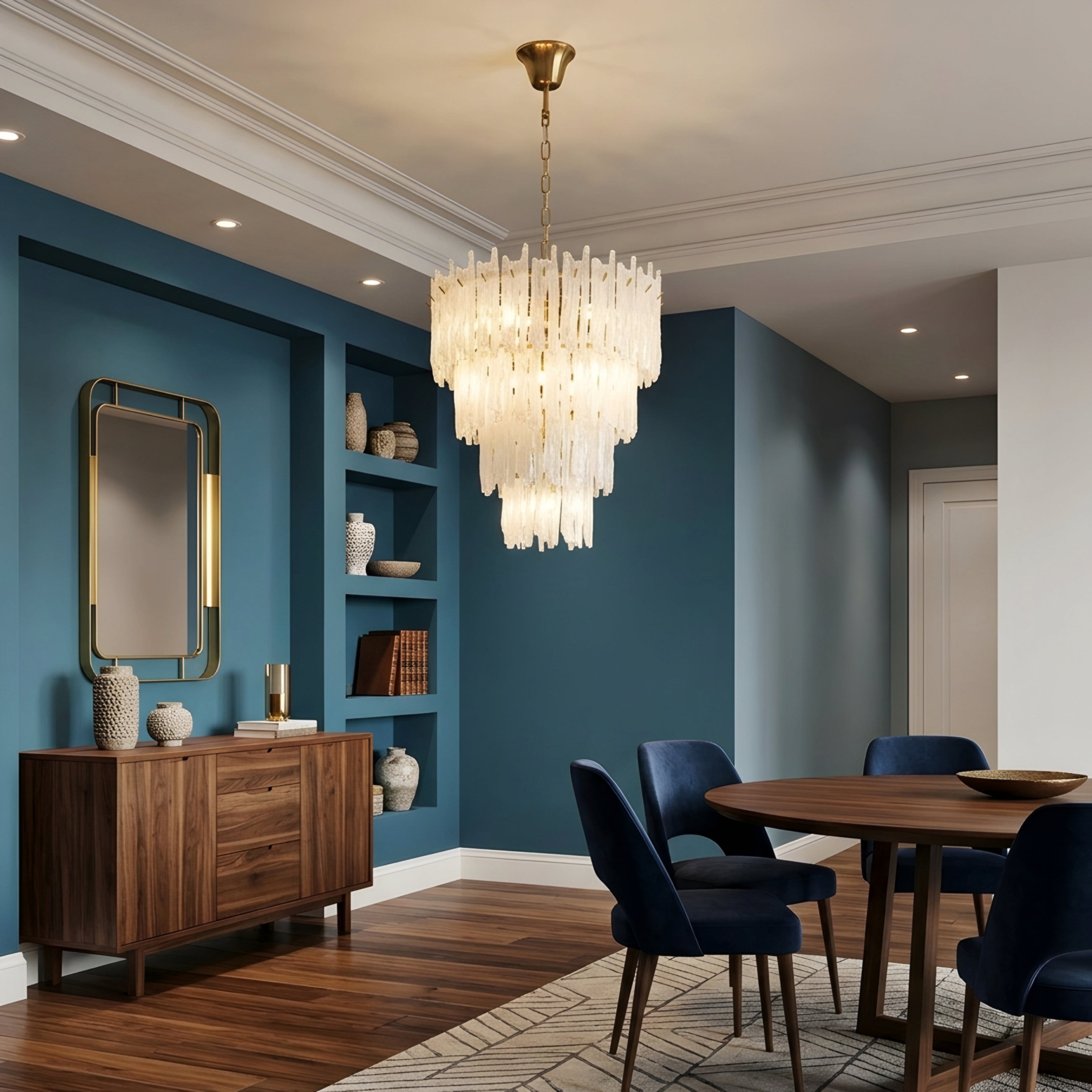 Glaciana Tiered Chandelier – Crystal Glass Pendant Light Dining Room Living Room Ceiling Decorative Lighting