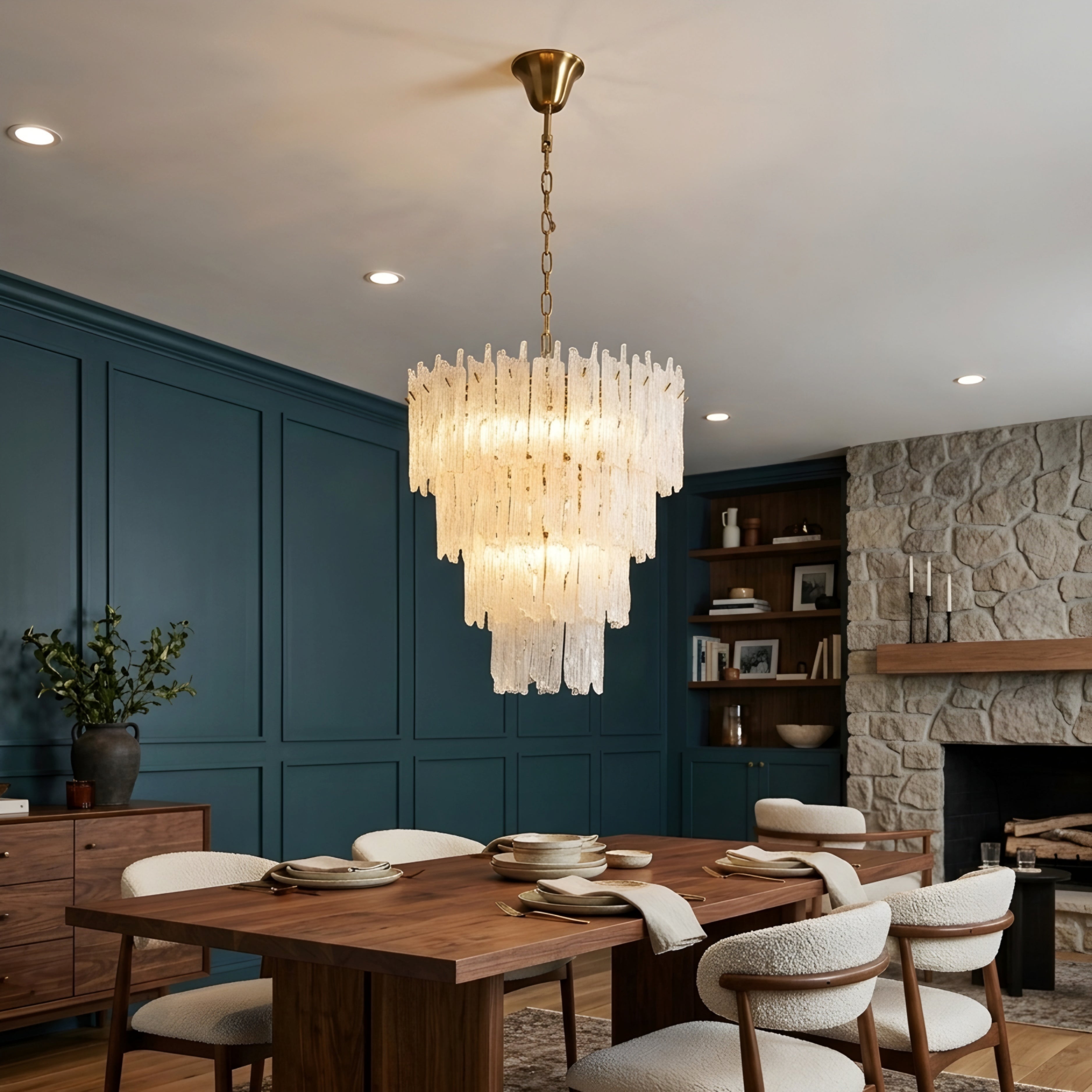 Glaciana Tiered Chandelier – Crystal Glass Pendant Light Dining Room Living Room Ceiling Decorative Lighting