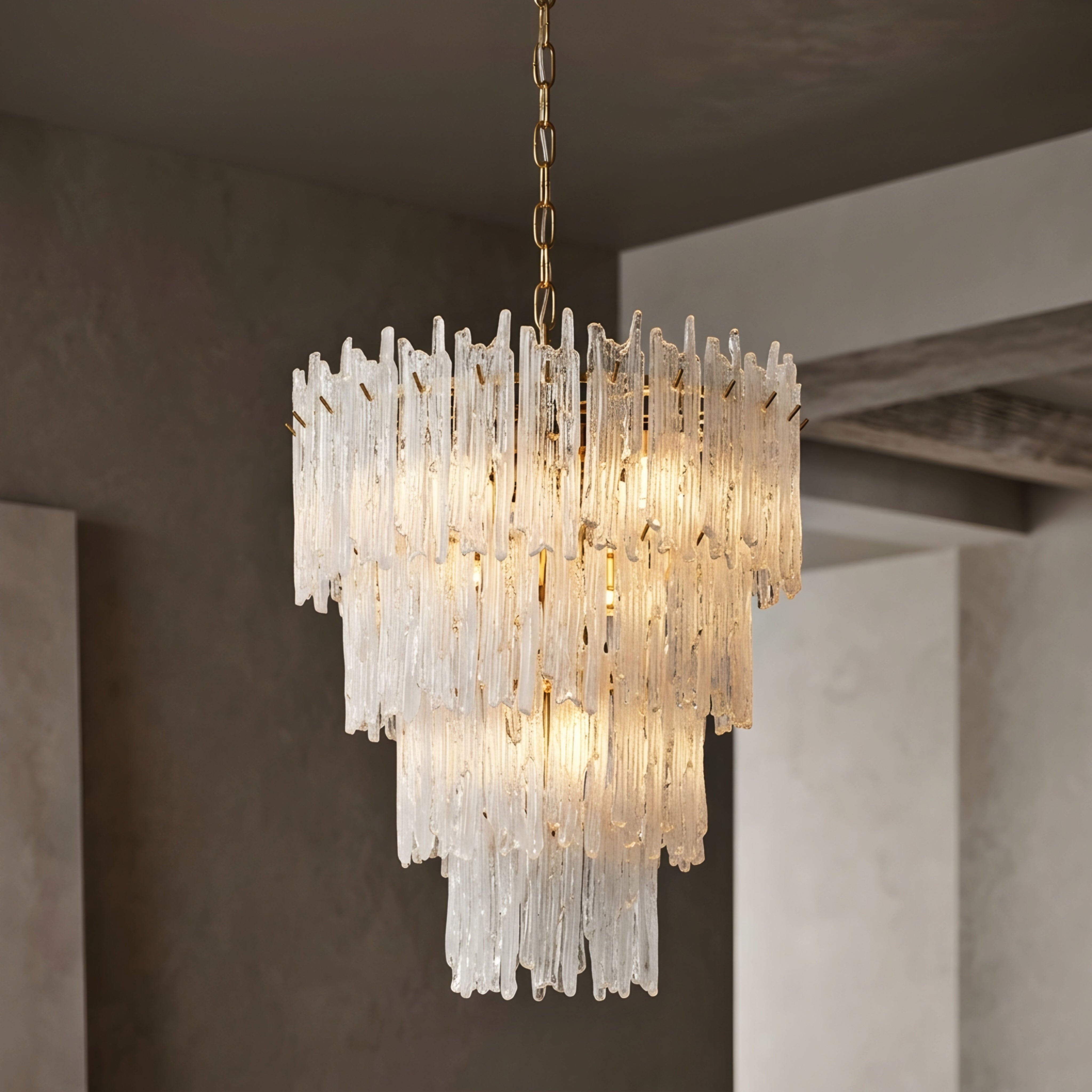 Glaciana Tiered Chandelier – Crystal Glass Pendant Light Dining Room Living Room Ceiling Decorative Lighting
