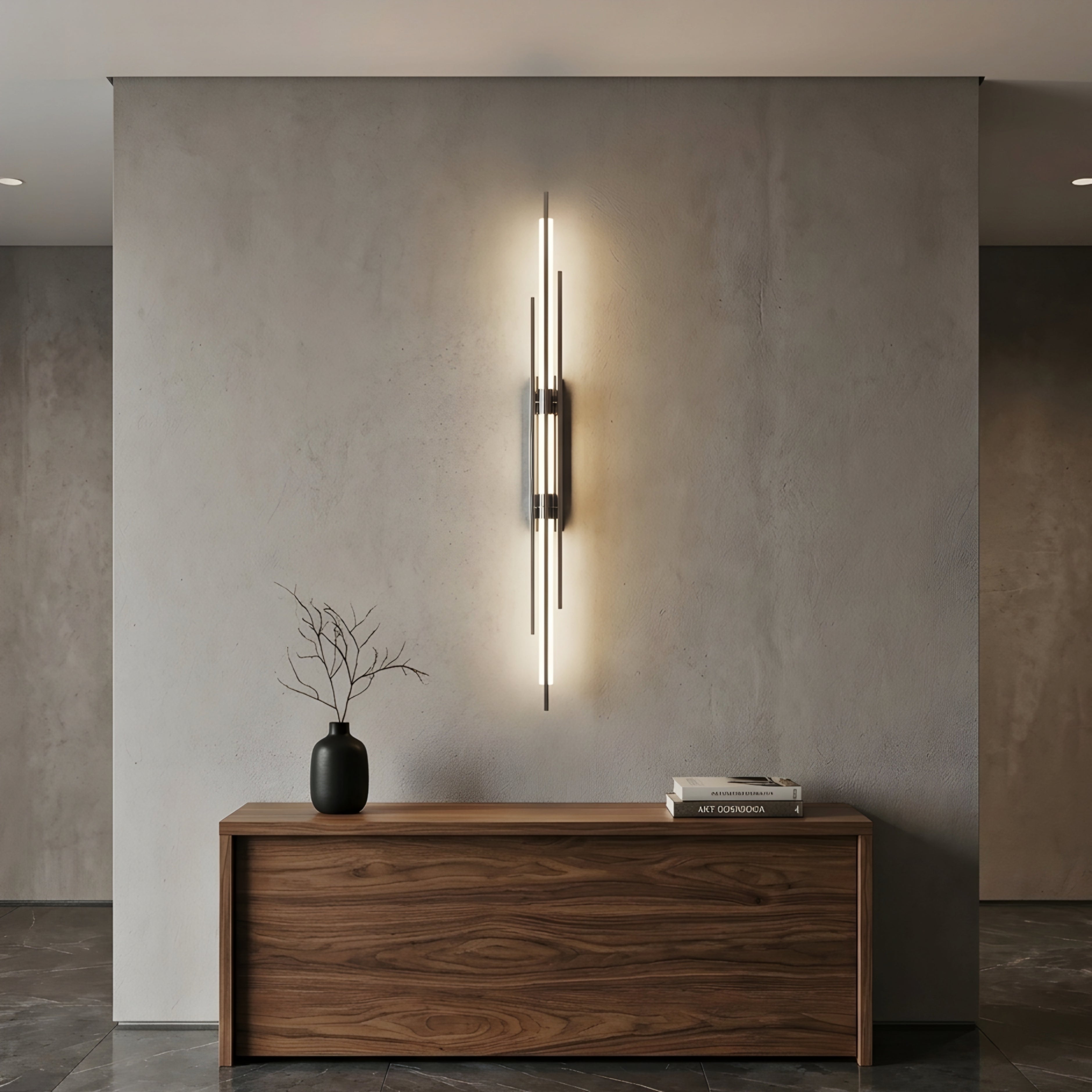 Ascendo Linear Wall Sconce – Modern Black Metal Vertical Decorative Lighting Living Room Bedroom