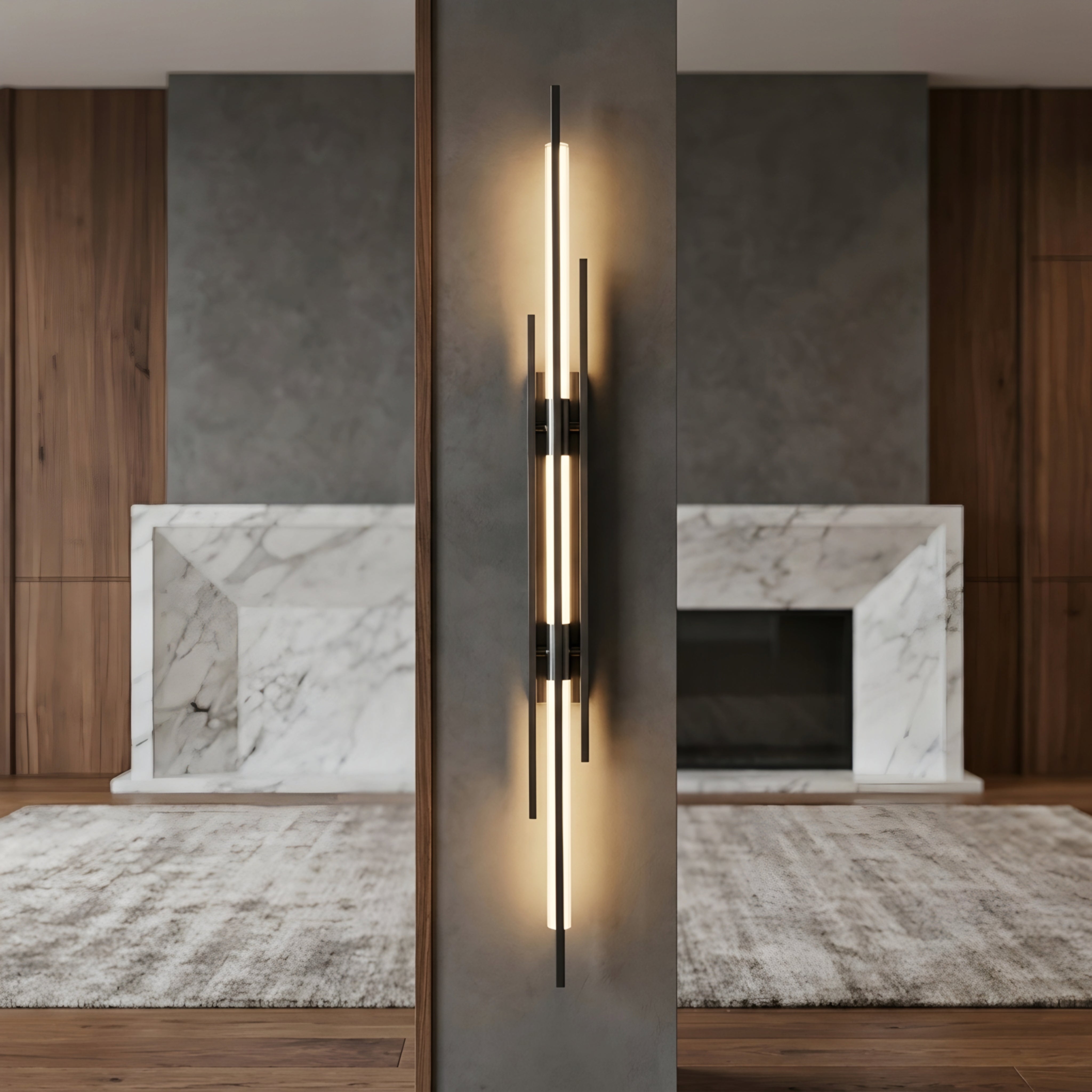 Ascendo Linear Wall Sconce – Modern Black Metal Vertical Decorative Lighting Living Room Bedroom