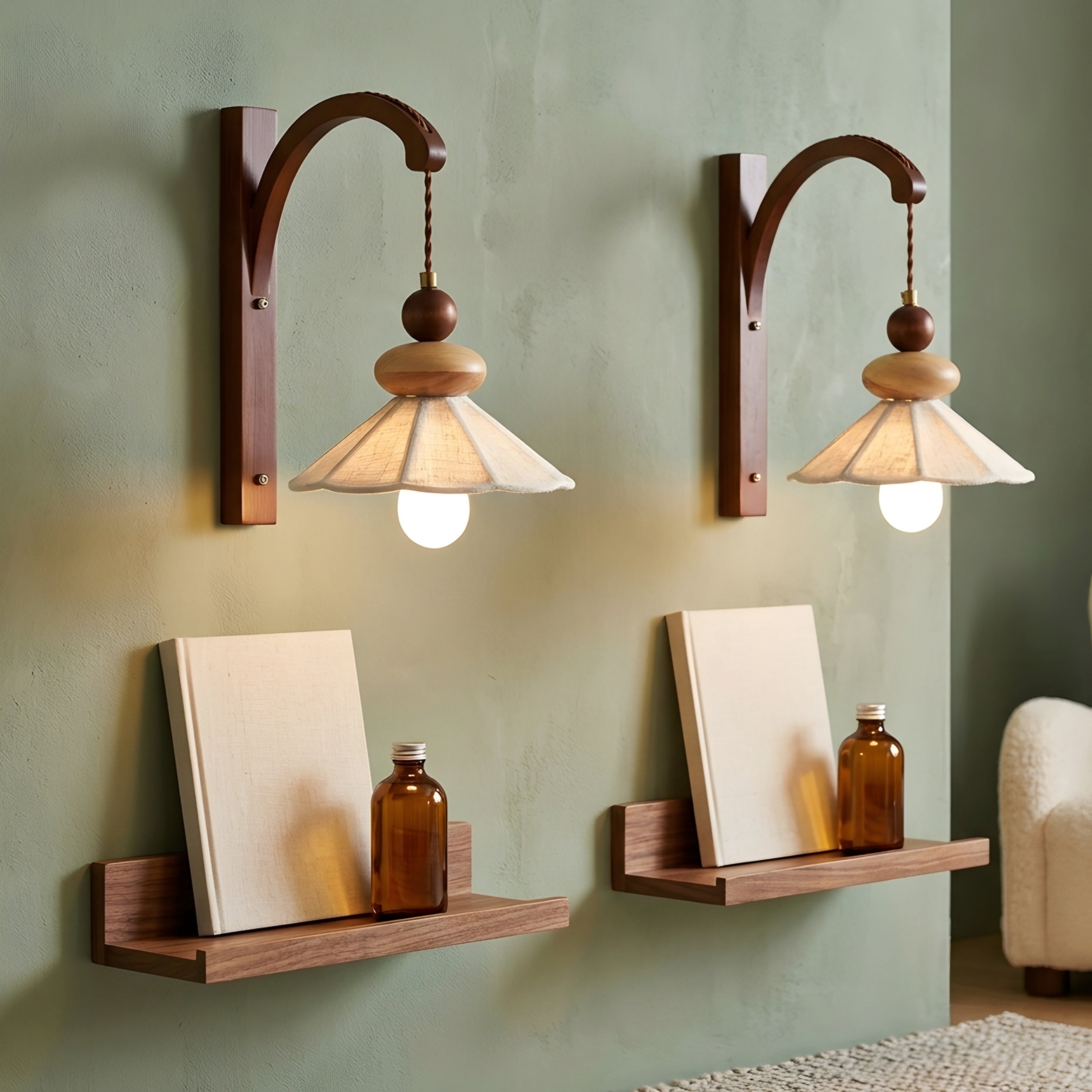 Balestra Arch Wall Sconce – Wooden Pendant Style Wall Lamp Decorative Lighting Bedroom Living Room