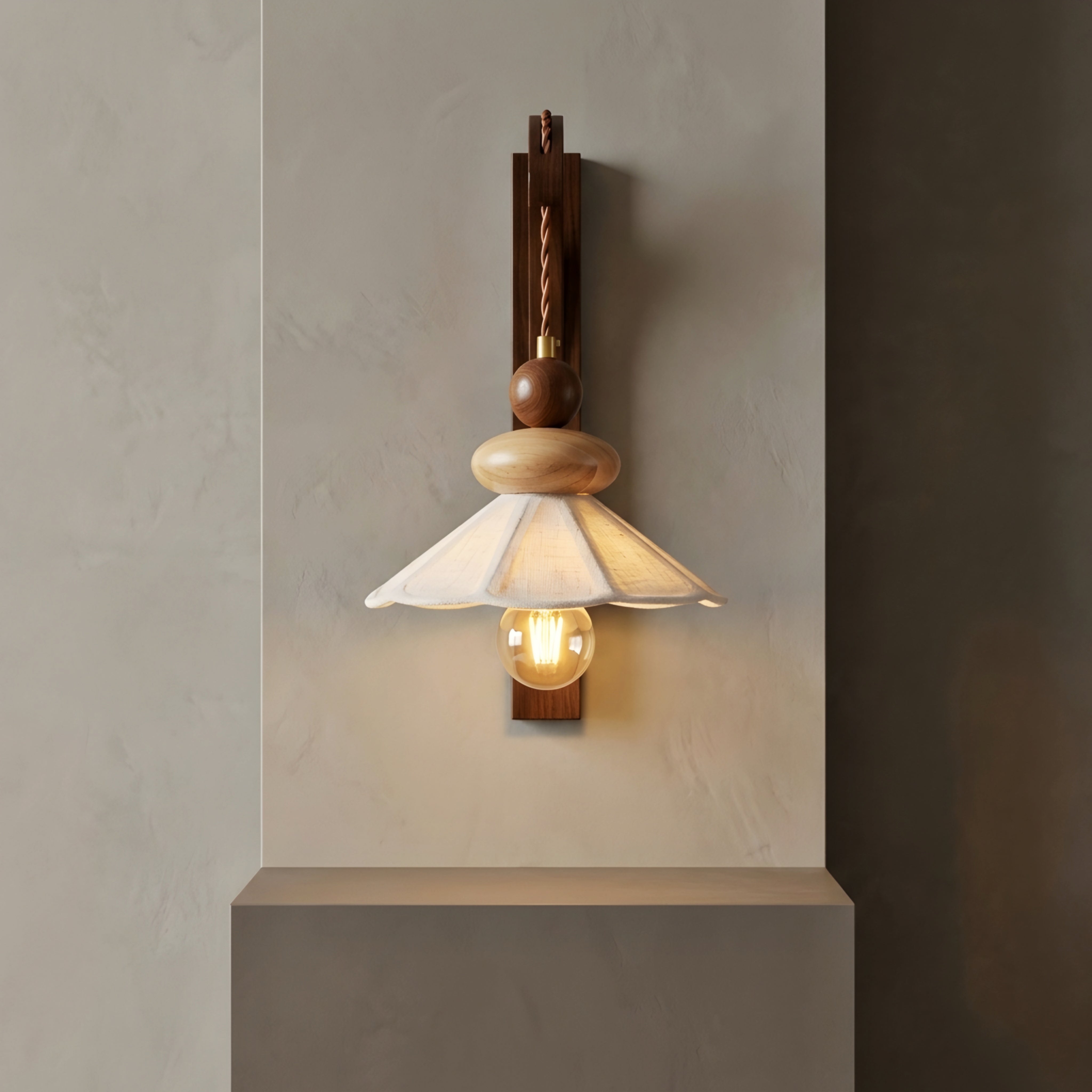 Balestra Arch Wall Sconce – Wooden Pendant Style Wall Lamp Decorative Lighting Bedroom Living Room