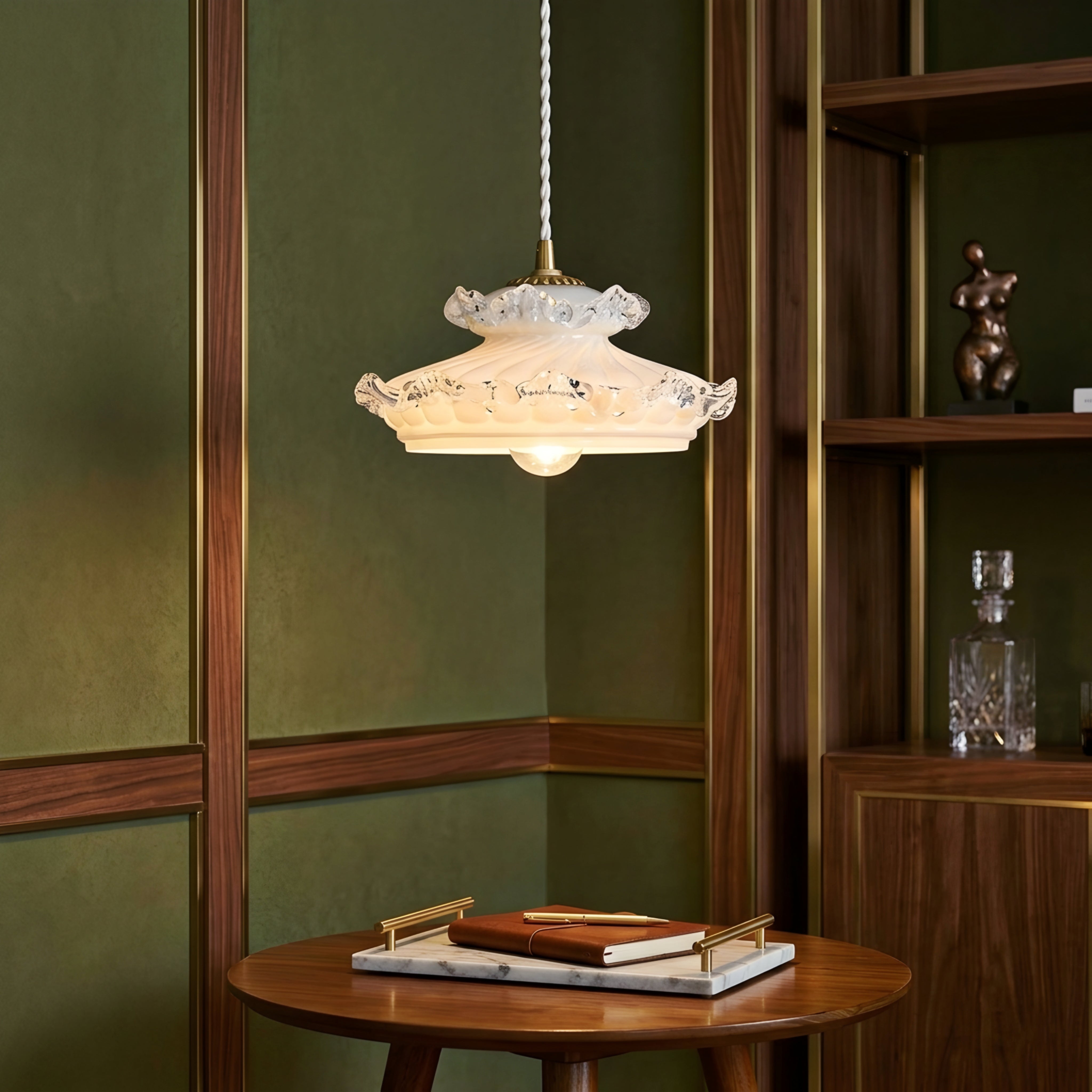 Kirasol Pagoda Pendant Light – Glass Asian Inspired Decorative Lighting Ceiling Dining Room