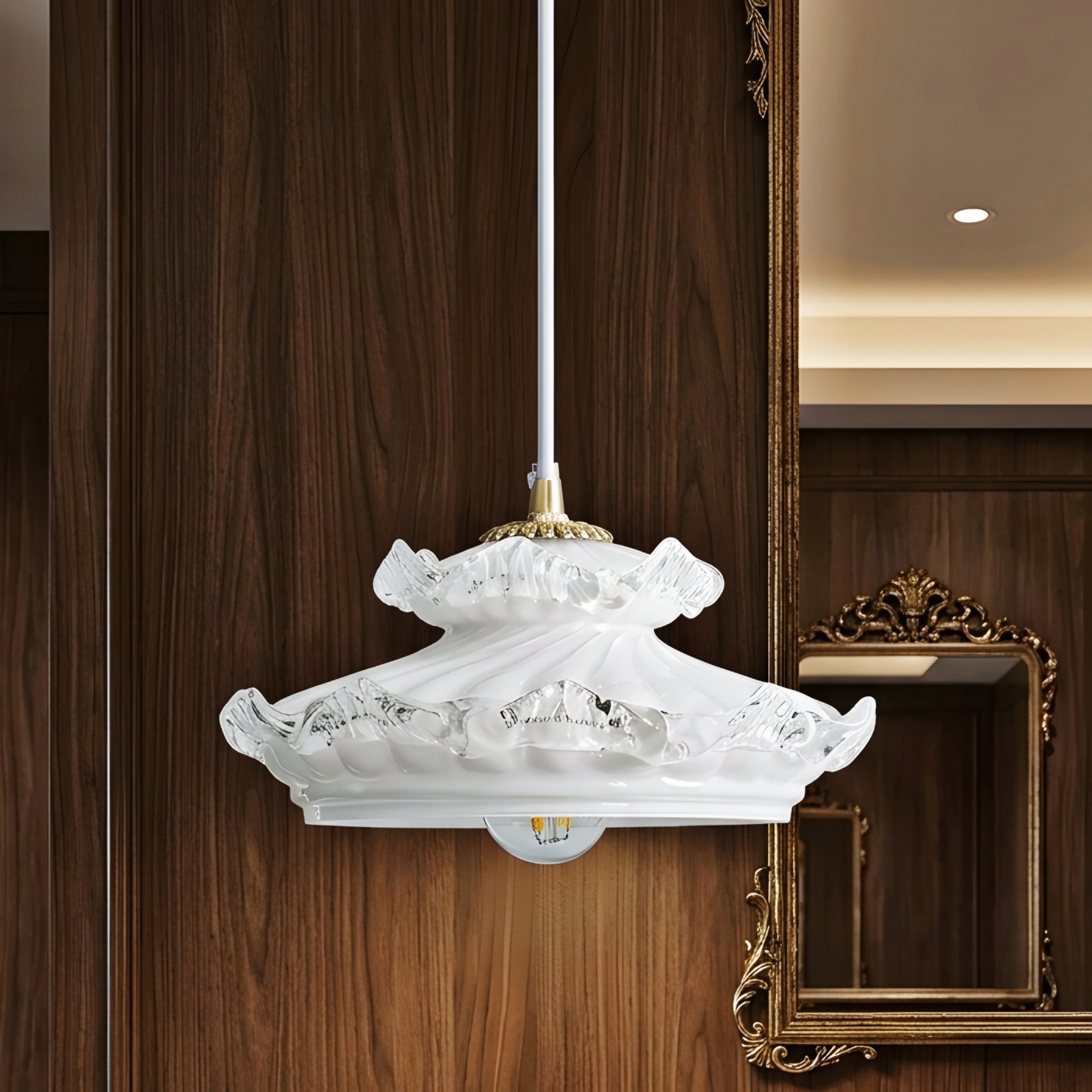 Kirasol Pagoda Pendant Light – Glass Asian Inspired Decorative Lighting Ceiling Dining Room