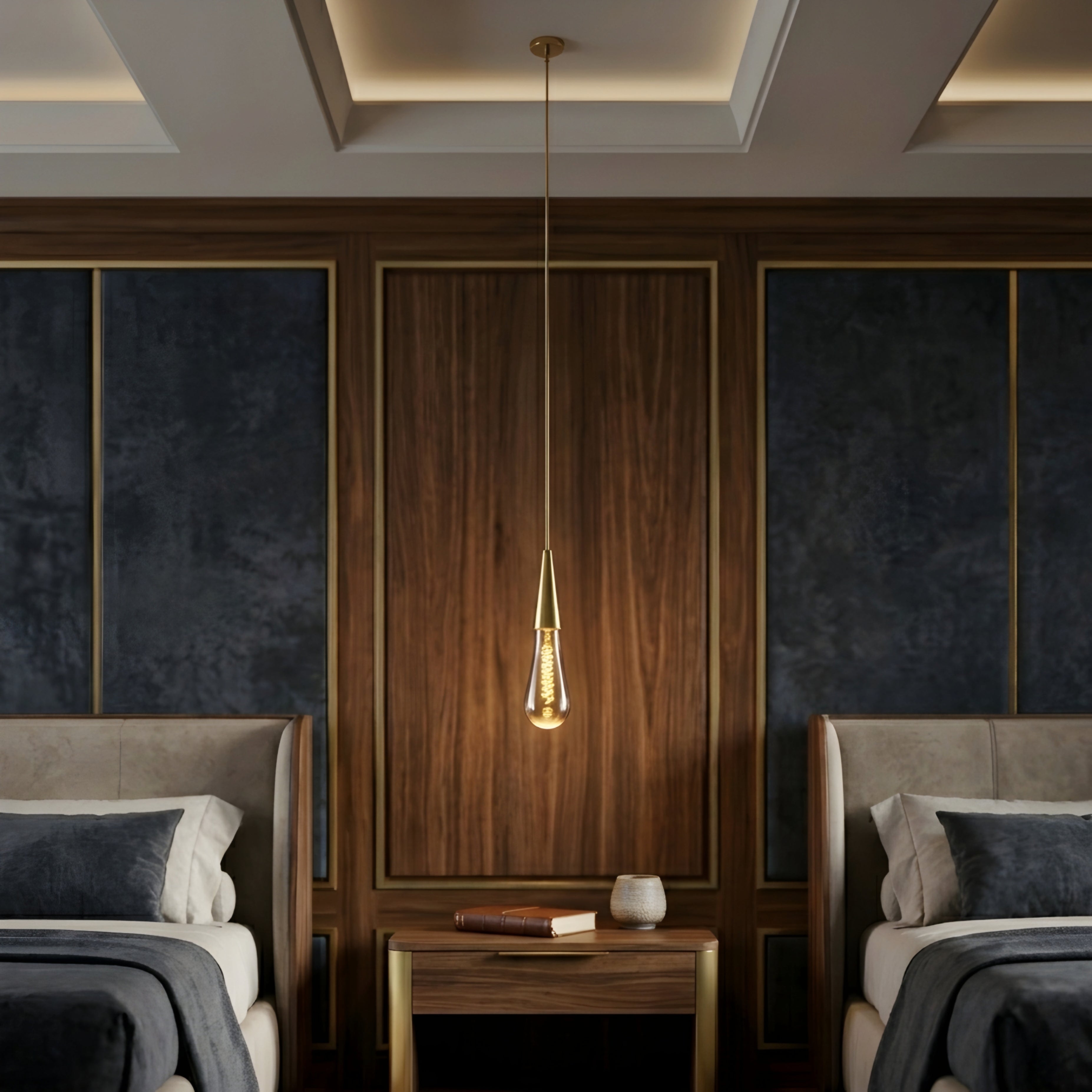 Tavrin Teardrop Pendant Light – Modern Gold Brass Hanging Ceiling Fixture Kitchen Island Dining Room