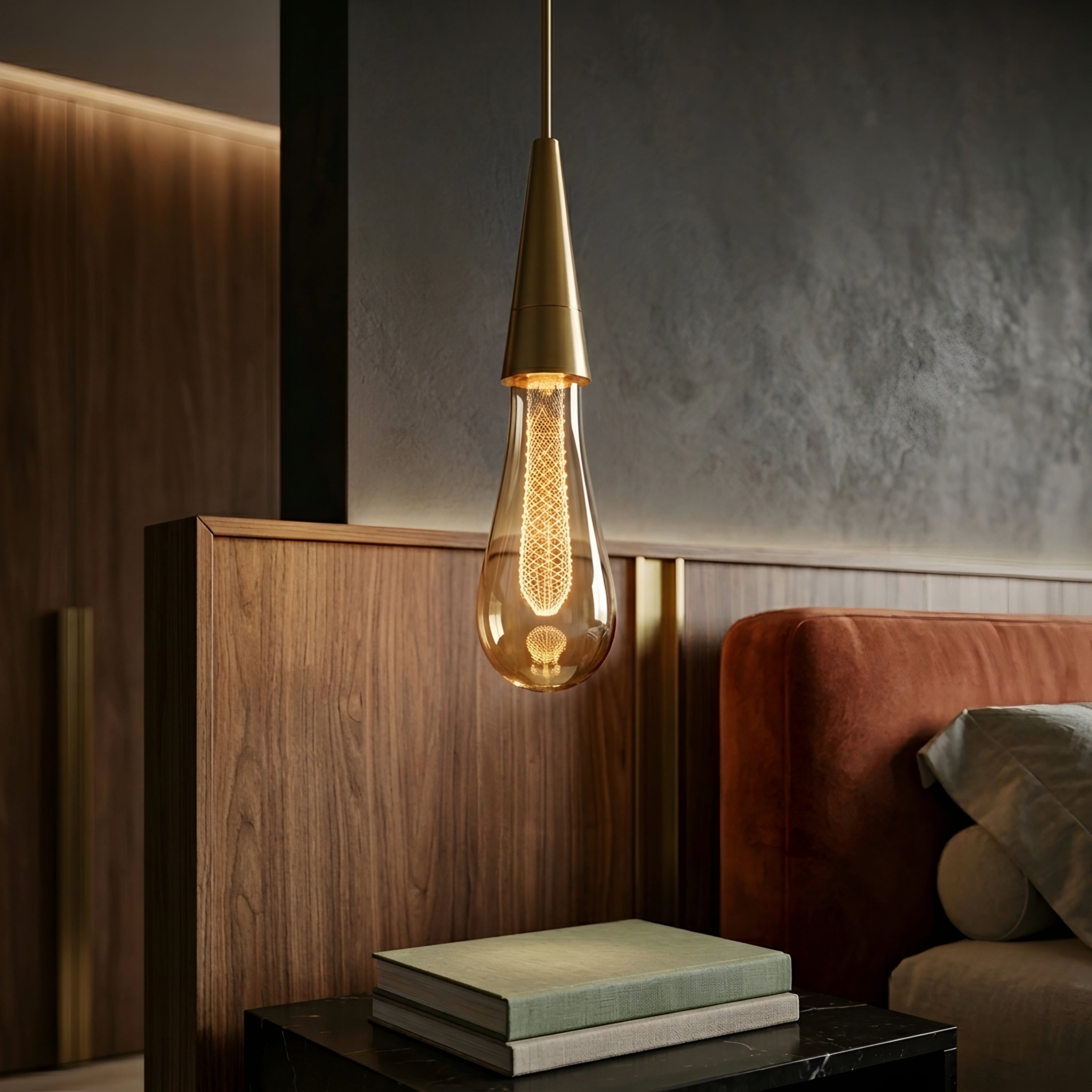Tavrin Teardrop Pendant Light – Modern Gold Brass Hanging Ceiling Fixture Kitchen Island Dining Room