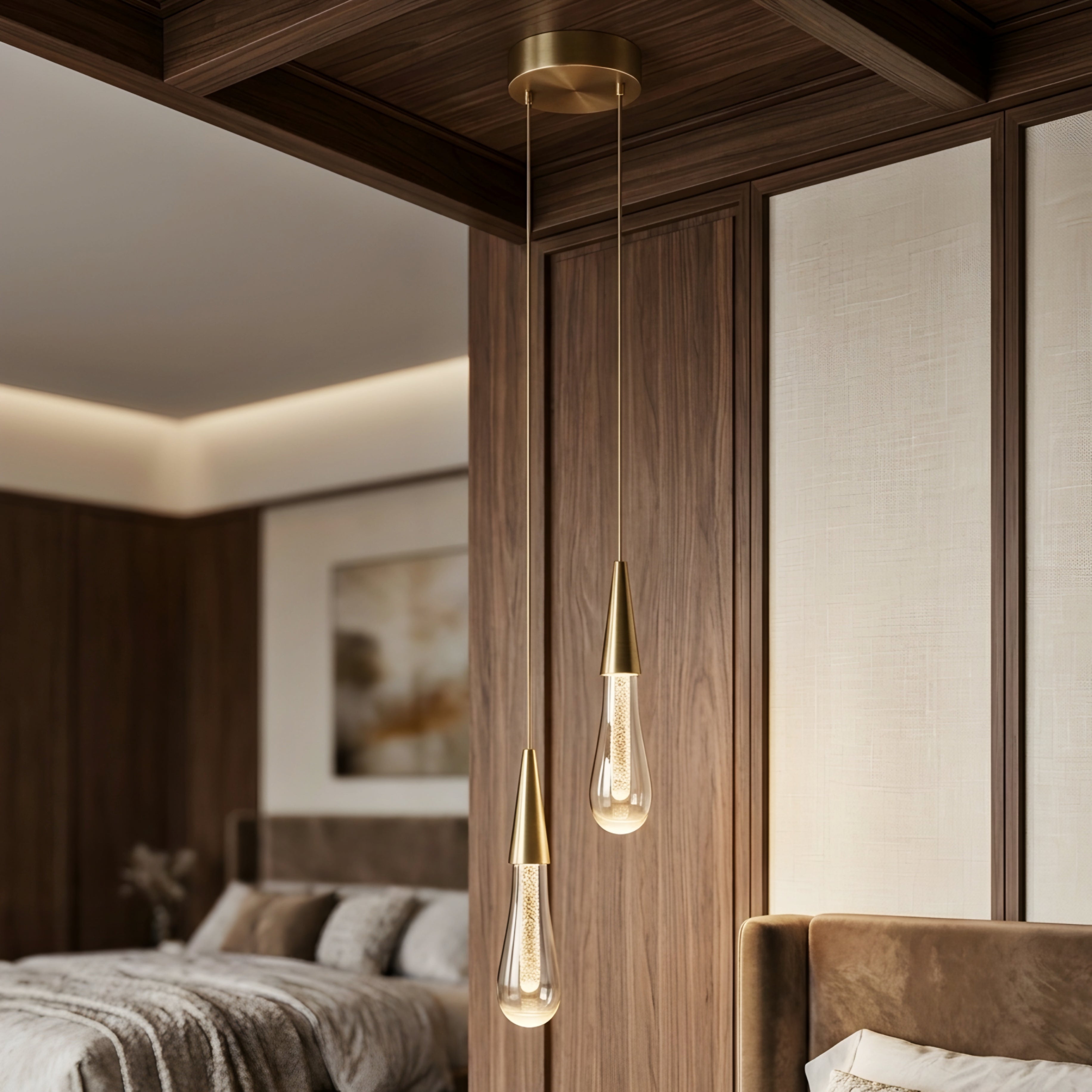 Tavrin Teardrop Pendant Light – Modern Gold Brass Hanging Ceiling Fixture Kitchen Island Dining Room