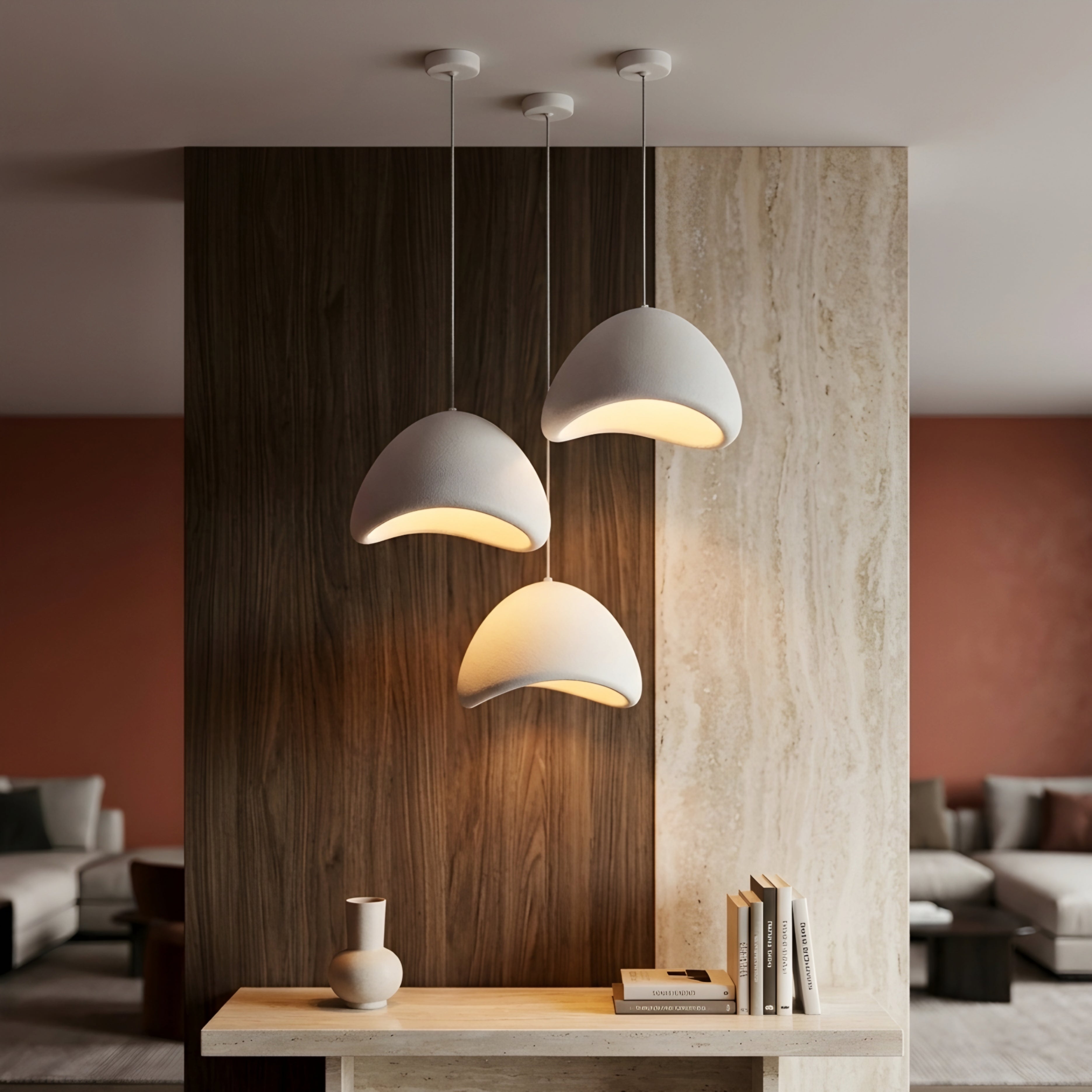 Vellum Pendant Light – Modern White Dome Hanging Ceiling Fixture Kitchen Island Dining Room Decorative Lighting
