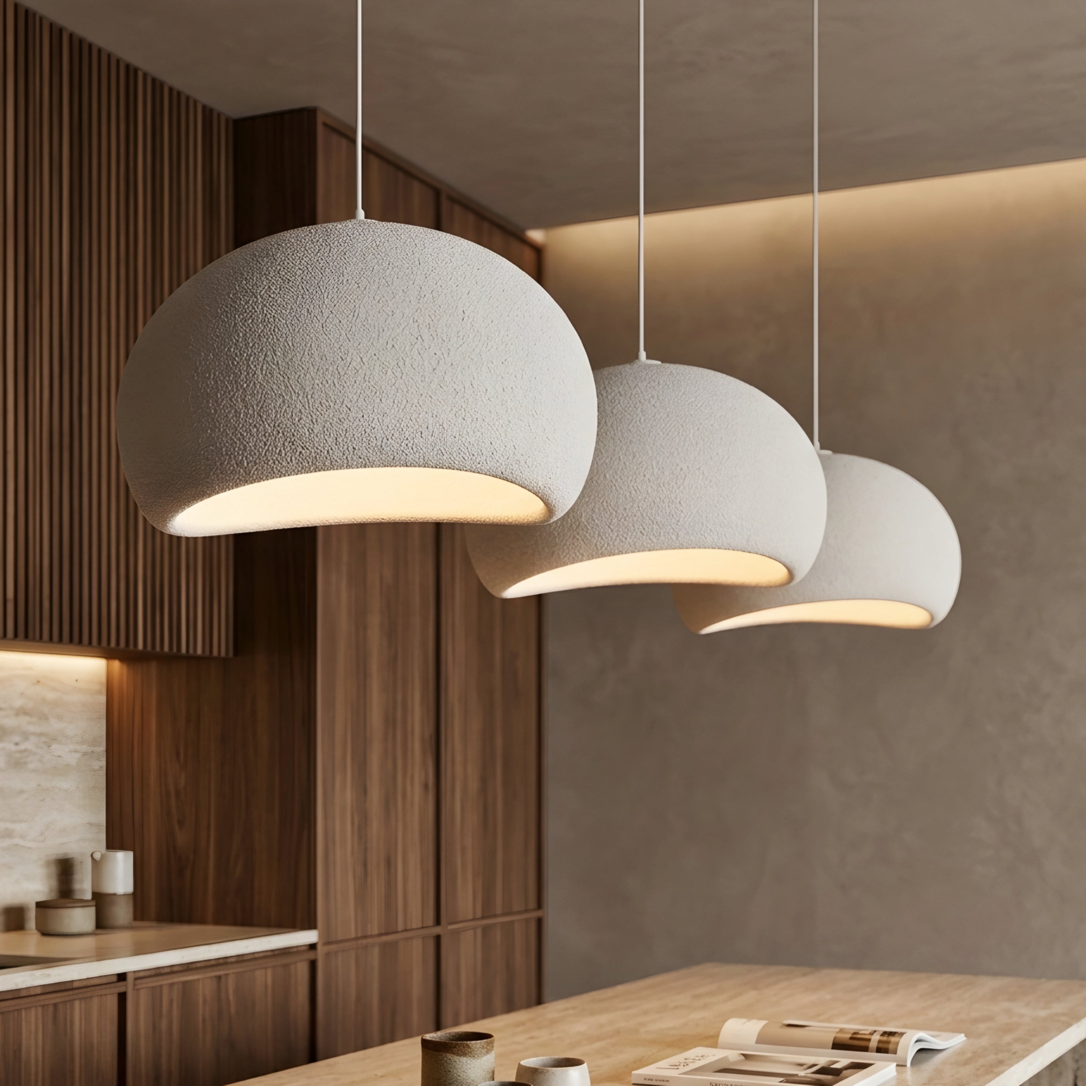 Vellum Pendant Light – Modern White Dome Hanging Ceiling Fixture Kitchen Island Dining Room Decorative Lighting