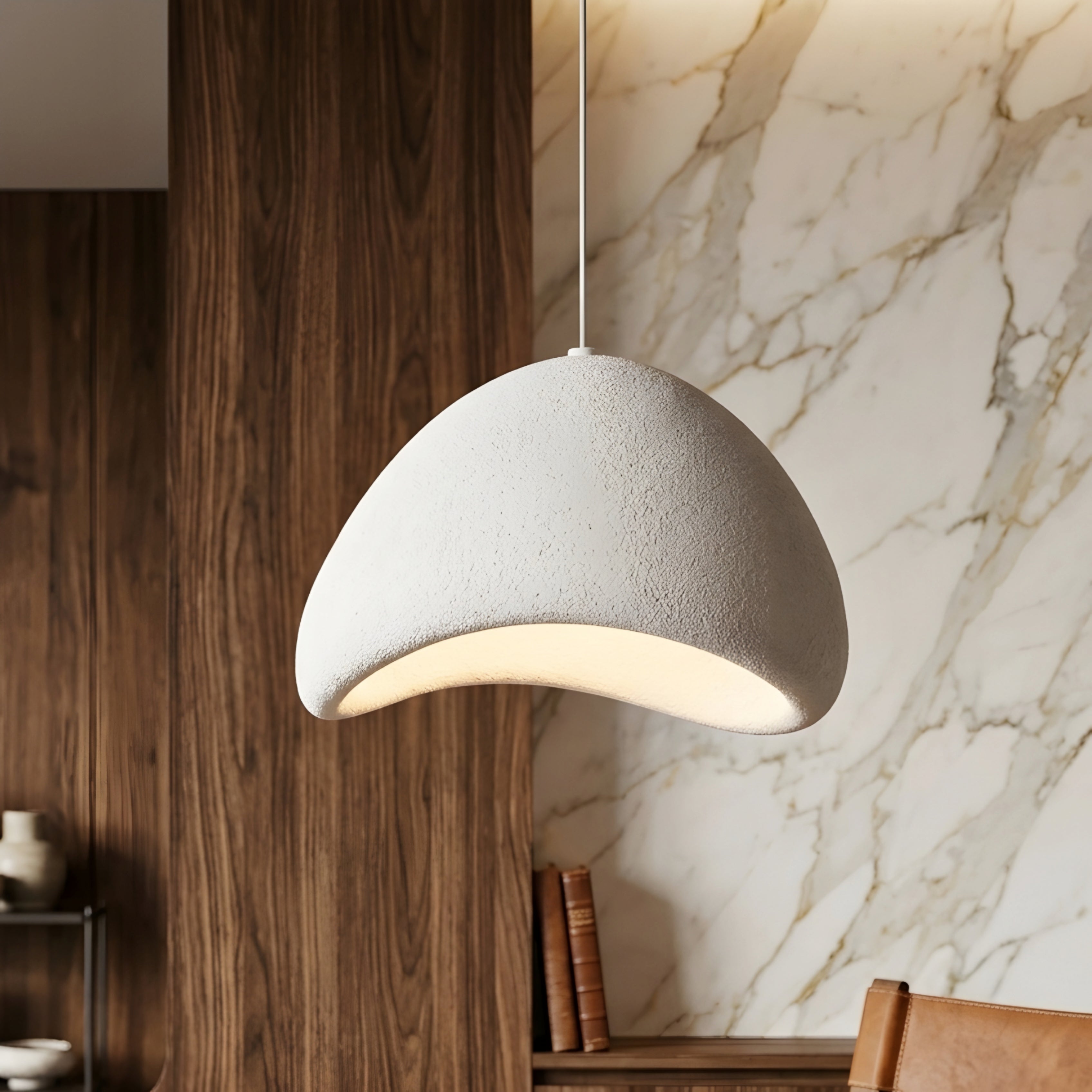Vellum Pendant Light – Modern White Dome Hanging Ceiling Fixture Kitchen Island Dining Room Decorative Lighting