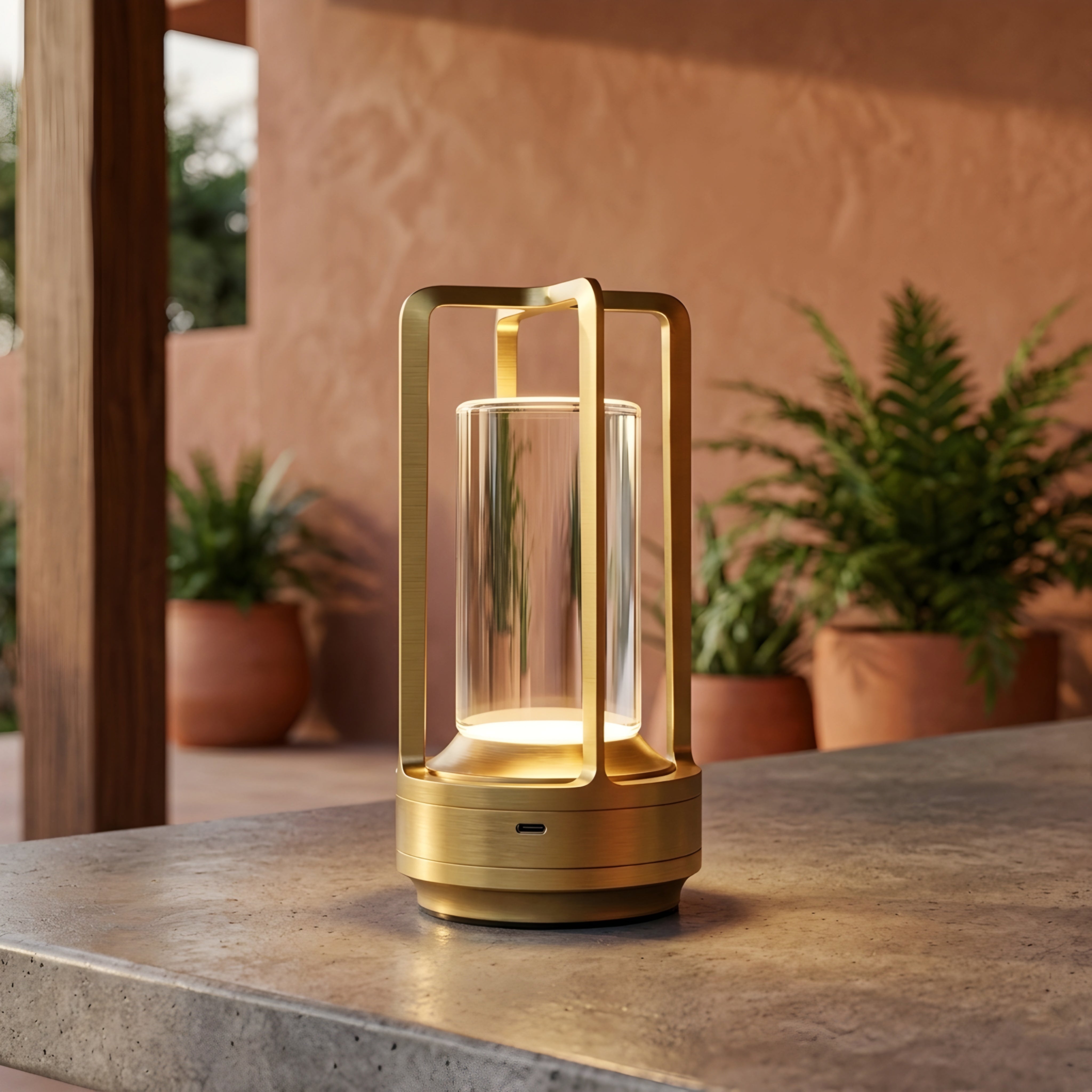 Fenwick Cage Table Lamp – LED Portable Rechargeable Decorative Lighting Living Room Bedroom Patio