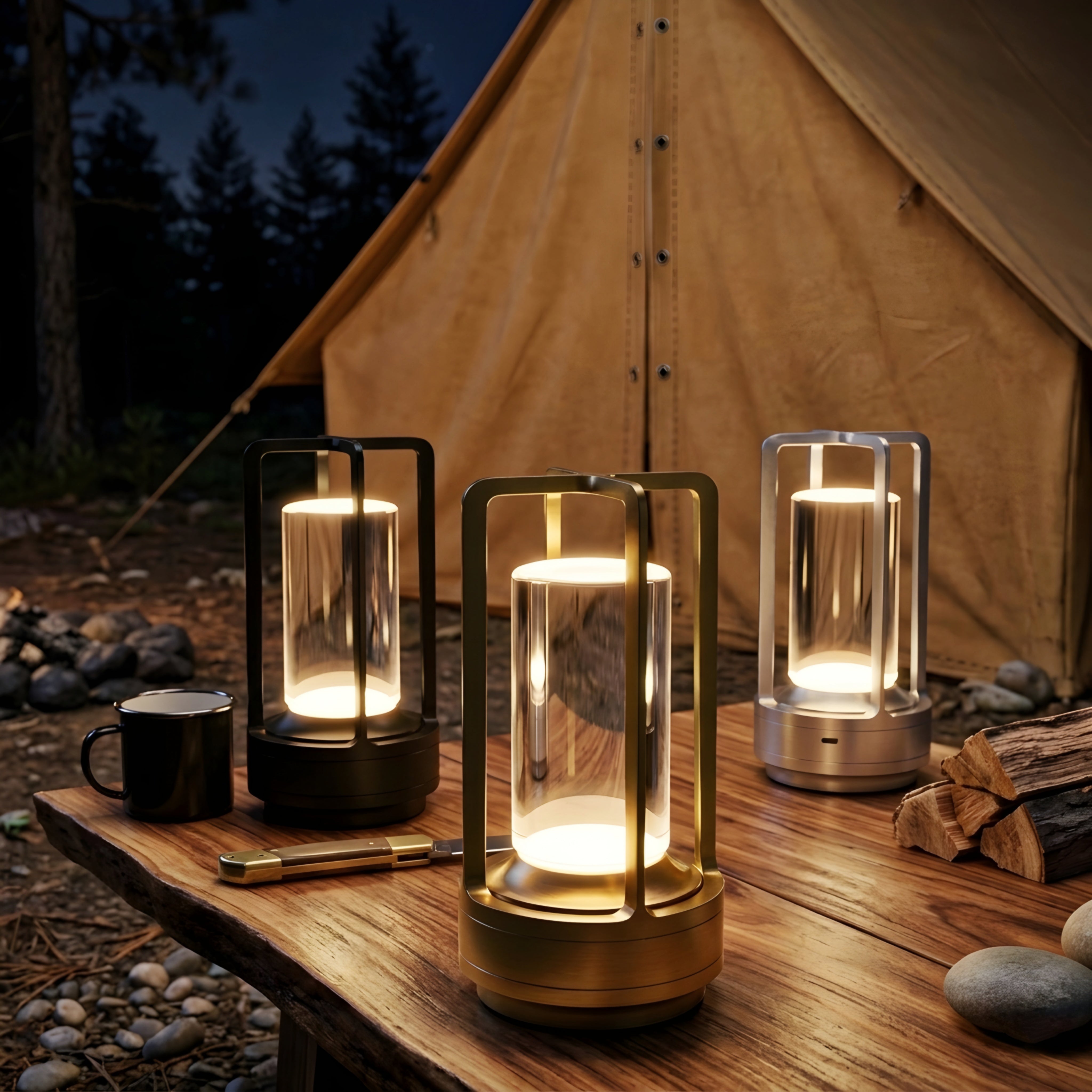 Fenwick Cage Table Lamp – LED Portable Rechargeable Decorative Lighting Living Room Bedroom Patio