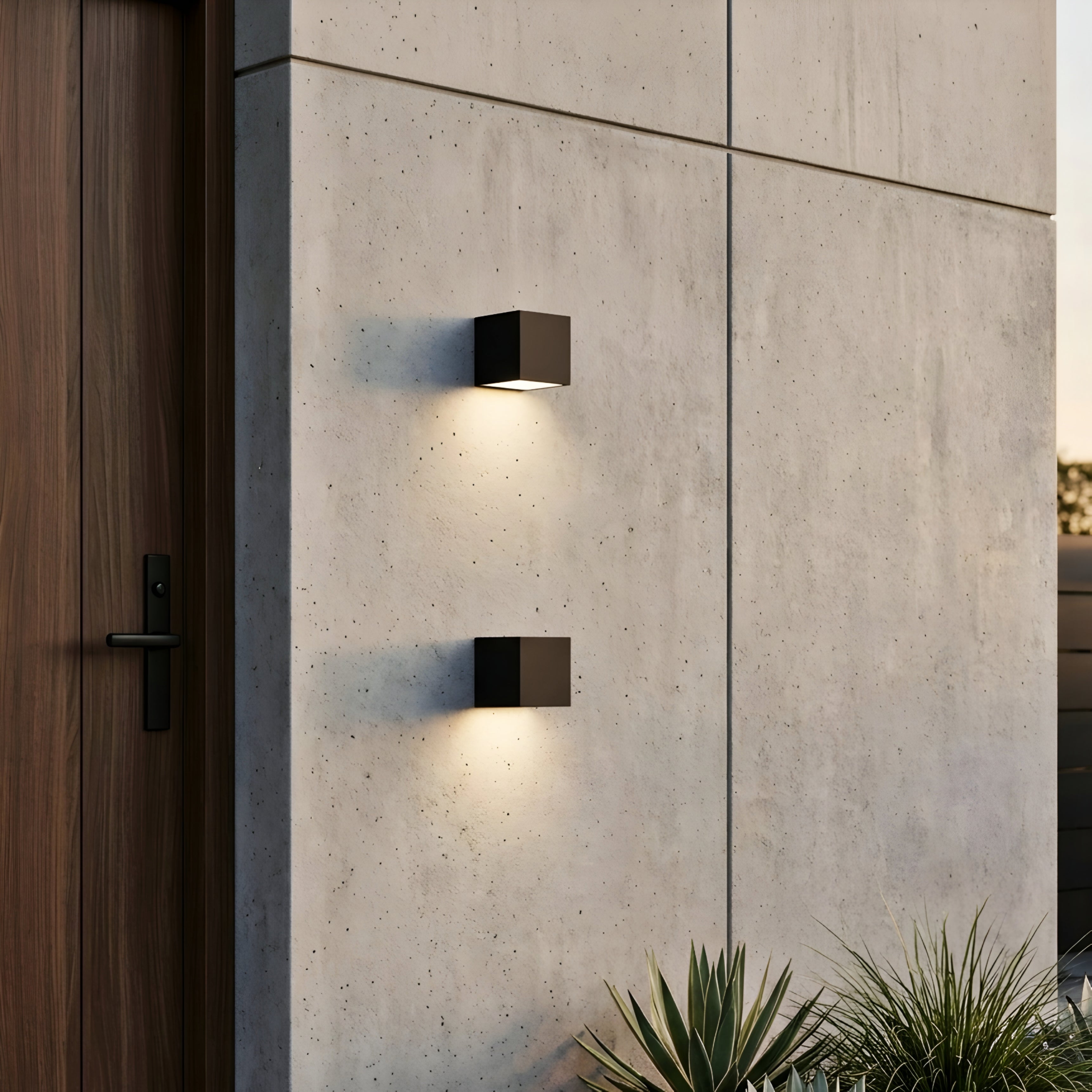 Cubren Cube Wall Sconce – Modern Black Outdoor LED Downlight Waterproof Patio Entryway Decorative Lighting