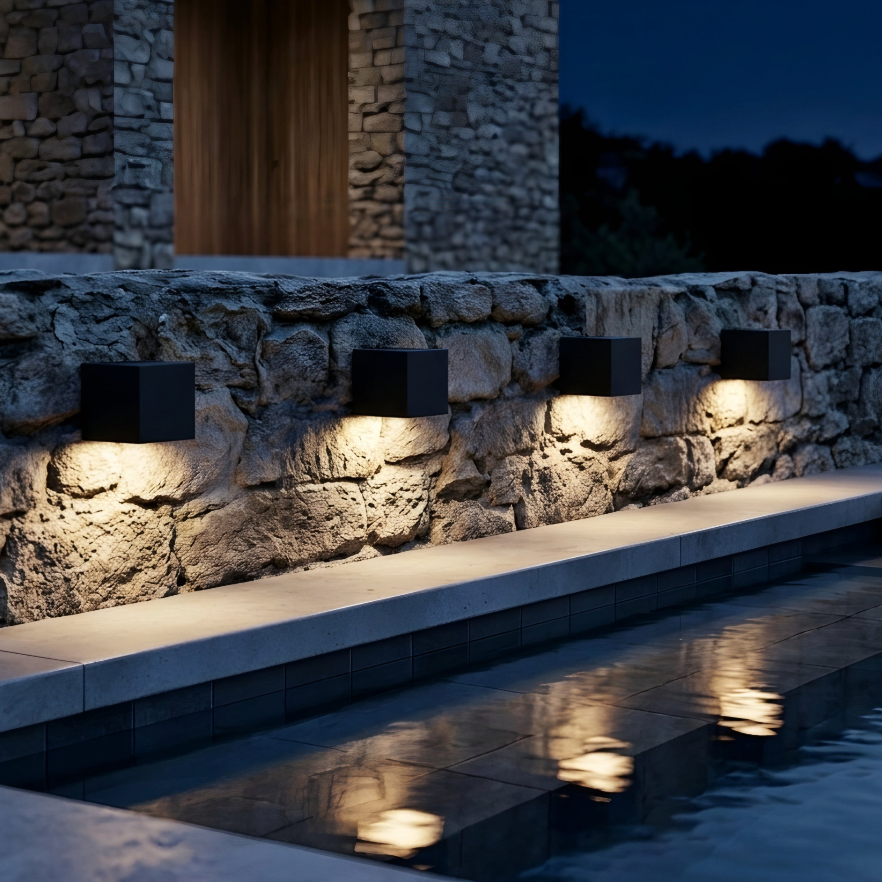 Cubren Cube Wall Sconce – Modern Black Outdoor LED Downlight Waterproof Patio Entryway Decorative Lighting