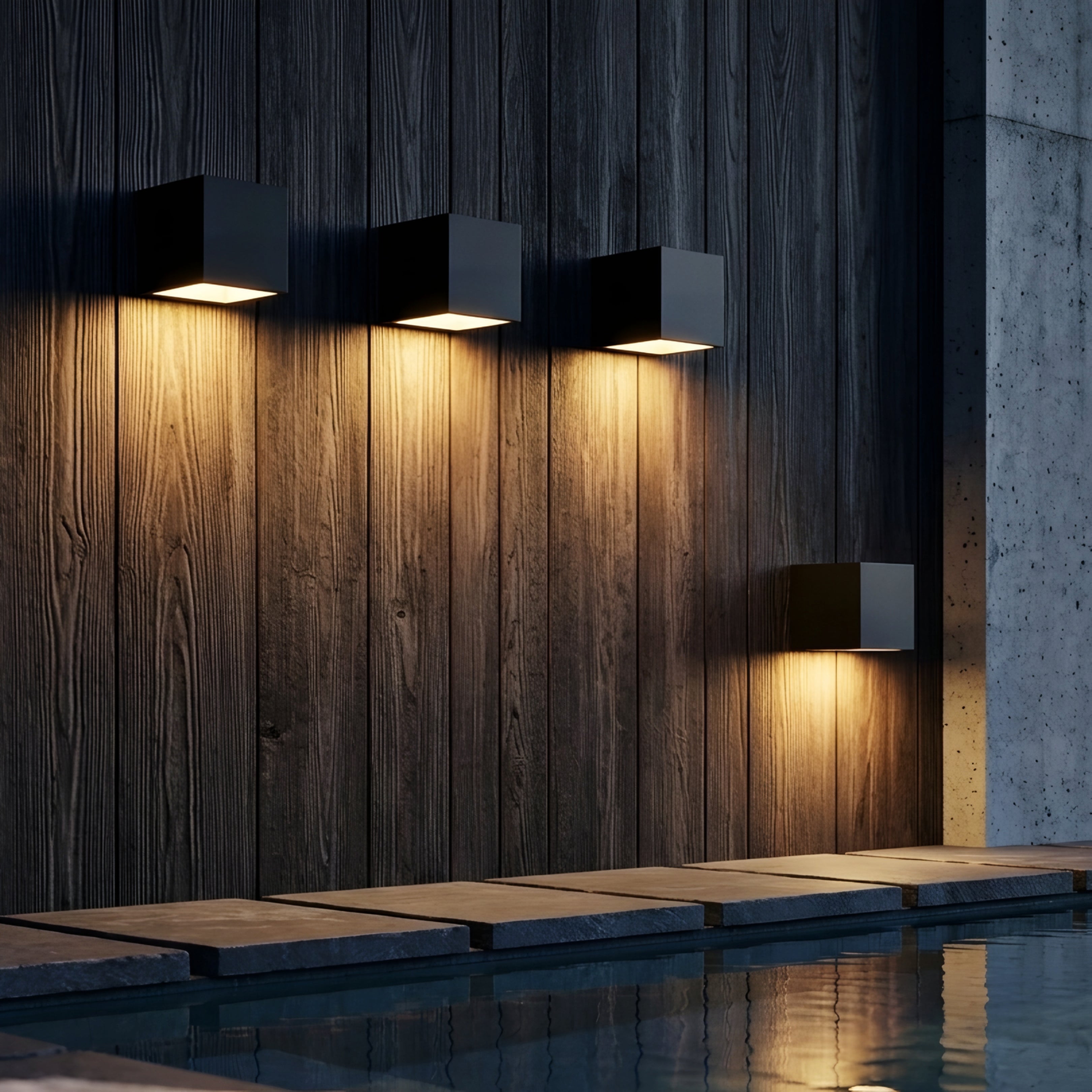 Cubren Cube Wall Sconce – Modern Black Outdoor LED Downlight Waterproof Patio Entryway Decorative Lighting