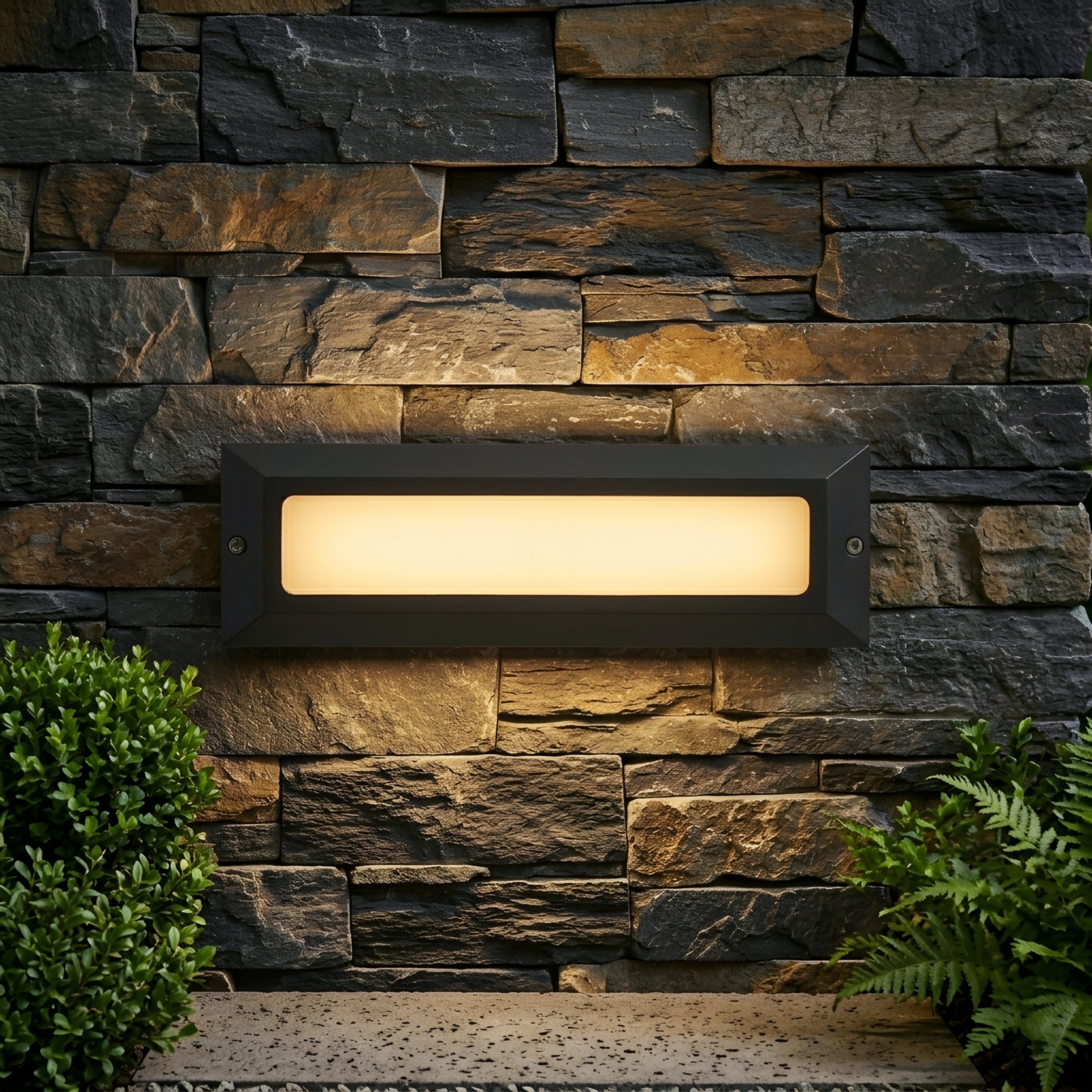 Ferrus Frame Wall Sconce – Outdoor LED Rectangular Bronze Metal Patio Entryway Decorative Lighting
