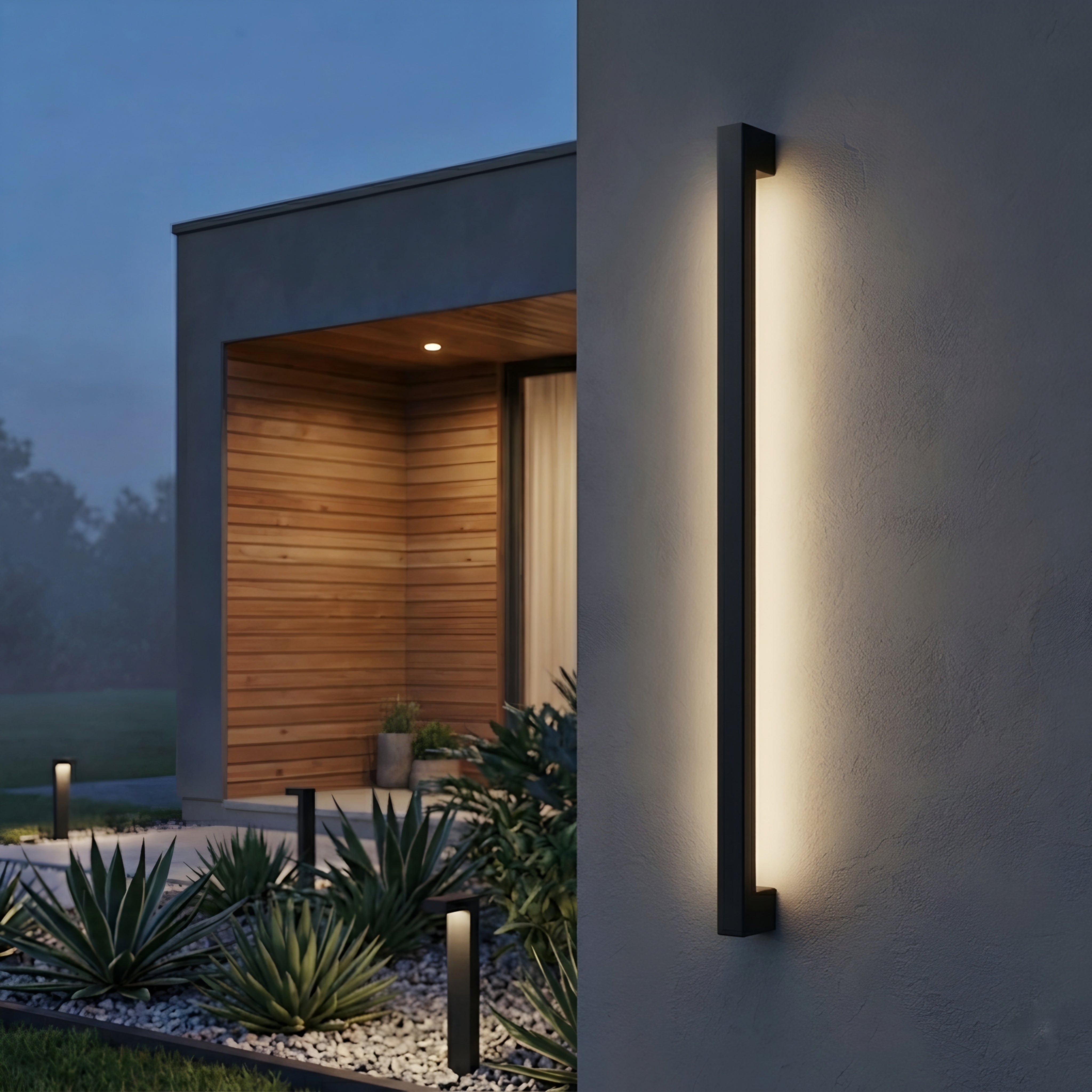 Straton Linear Wall Sconce – LED Outdoor Black Modern Vertical Bar Light Patio Entryway Decorative Lighting
