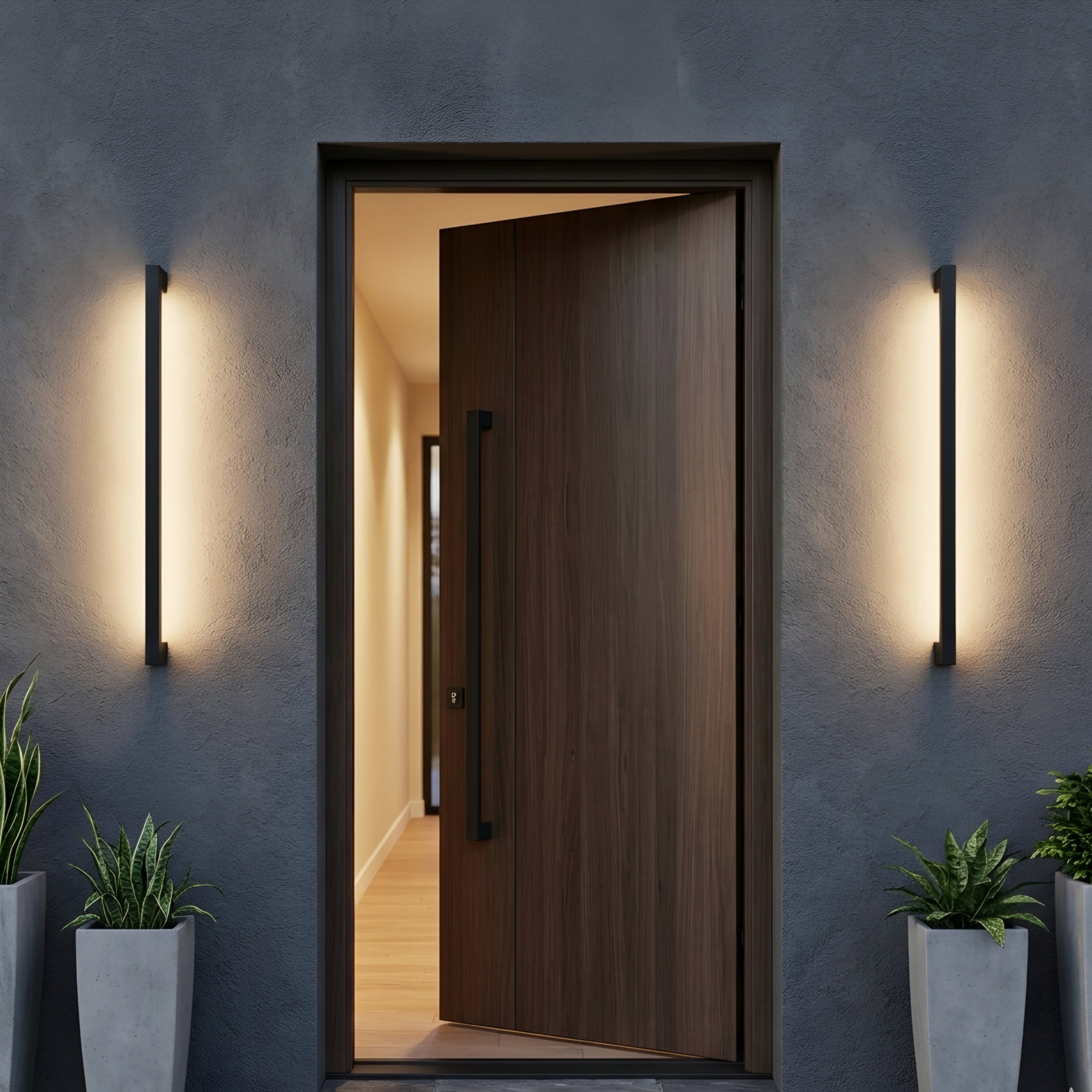 Straton Linear Wall Sconce – LED Outdoor Black Modern Vertical Bar Light Patio Entryway Decorative Lighting
