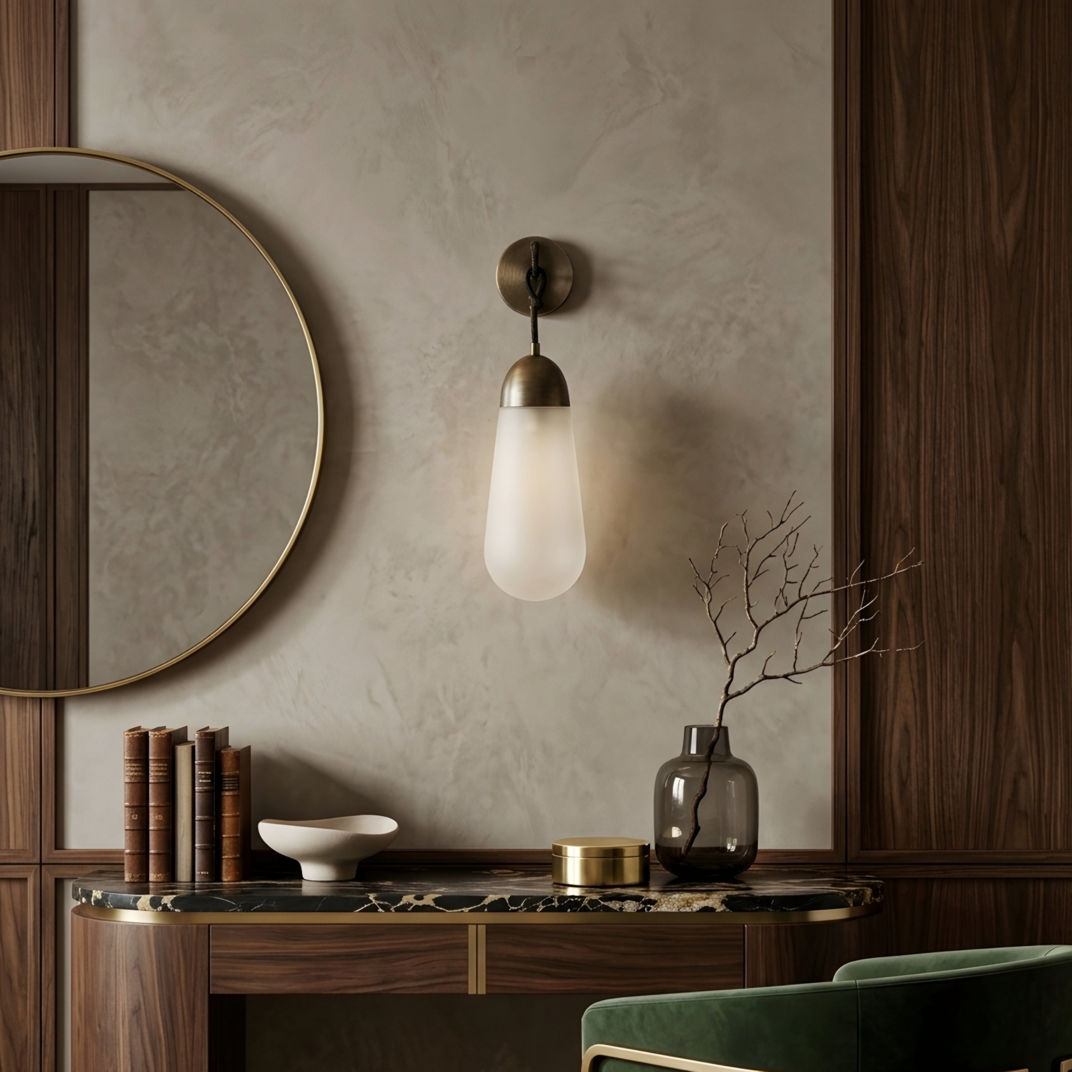 Gondara Teardrop Wall Sconce – Modern Frosted Glass Wall Light Bedroom Living Room Decorative Lighting