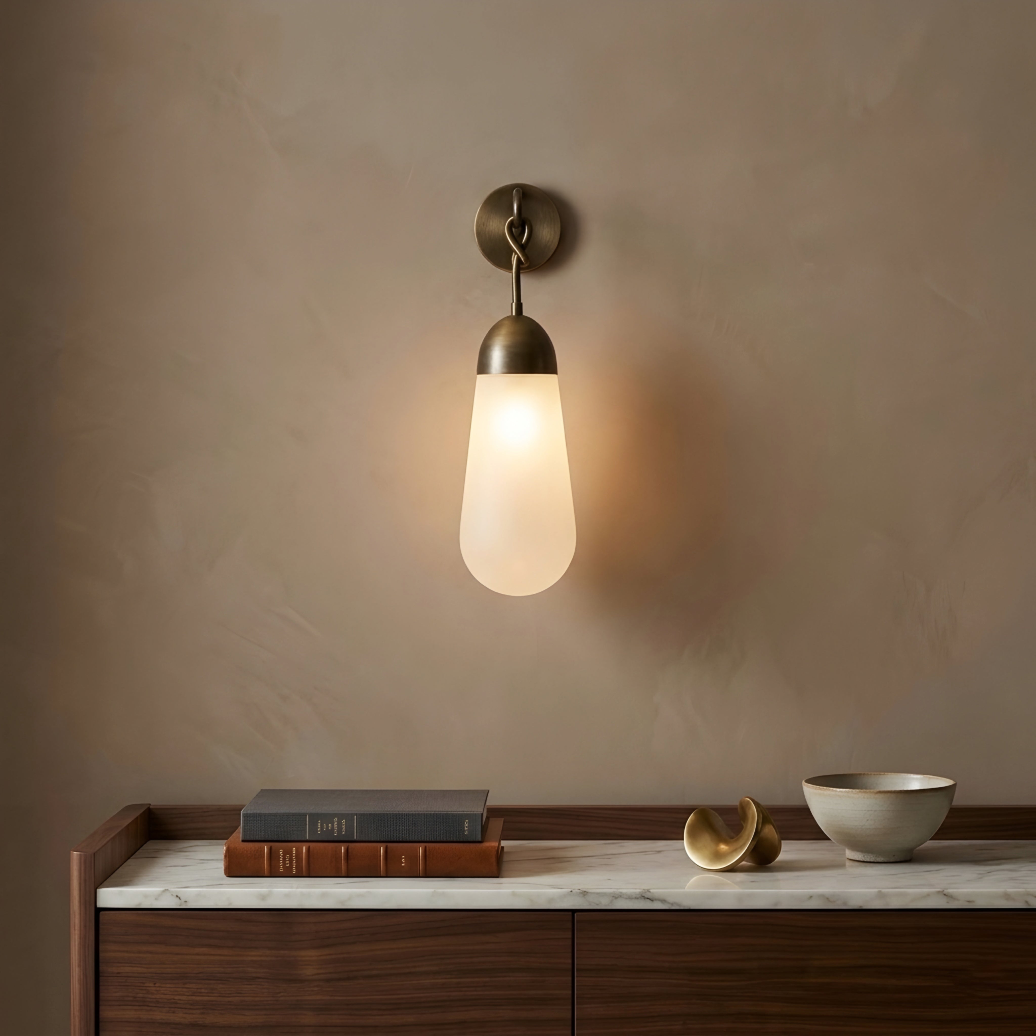 Gondara Teardrop Wall Sconce – Modern Frosted Glass Wall Light Bedroom Living Room Decorative Lighting