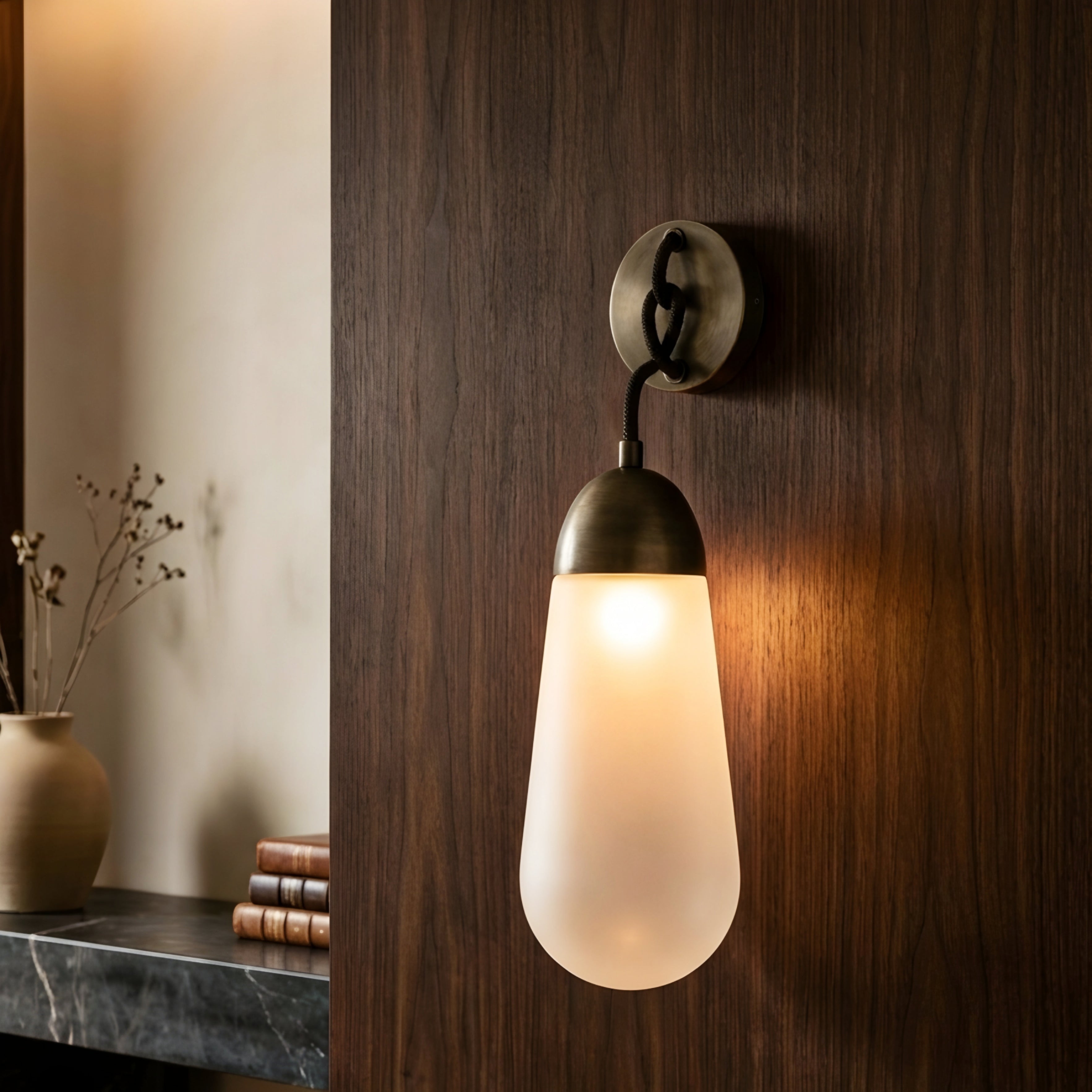 Gondara Teardrop Wall Sconce – Modern Frosted Glass Wall Light Bedroom Living Room Decorative Lighting