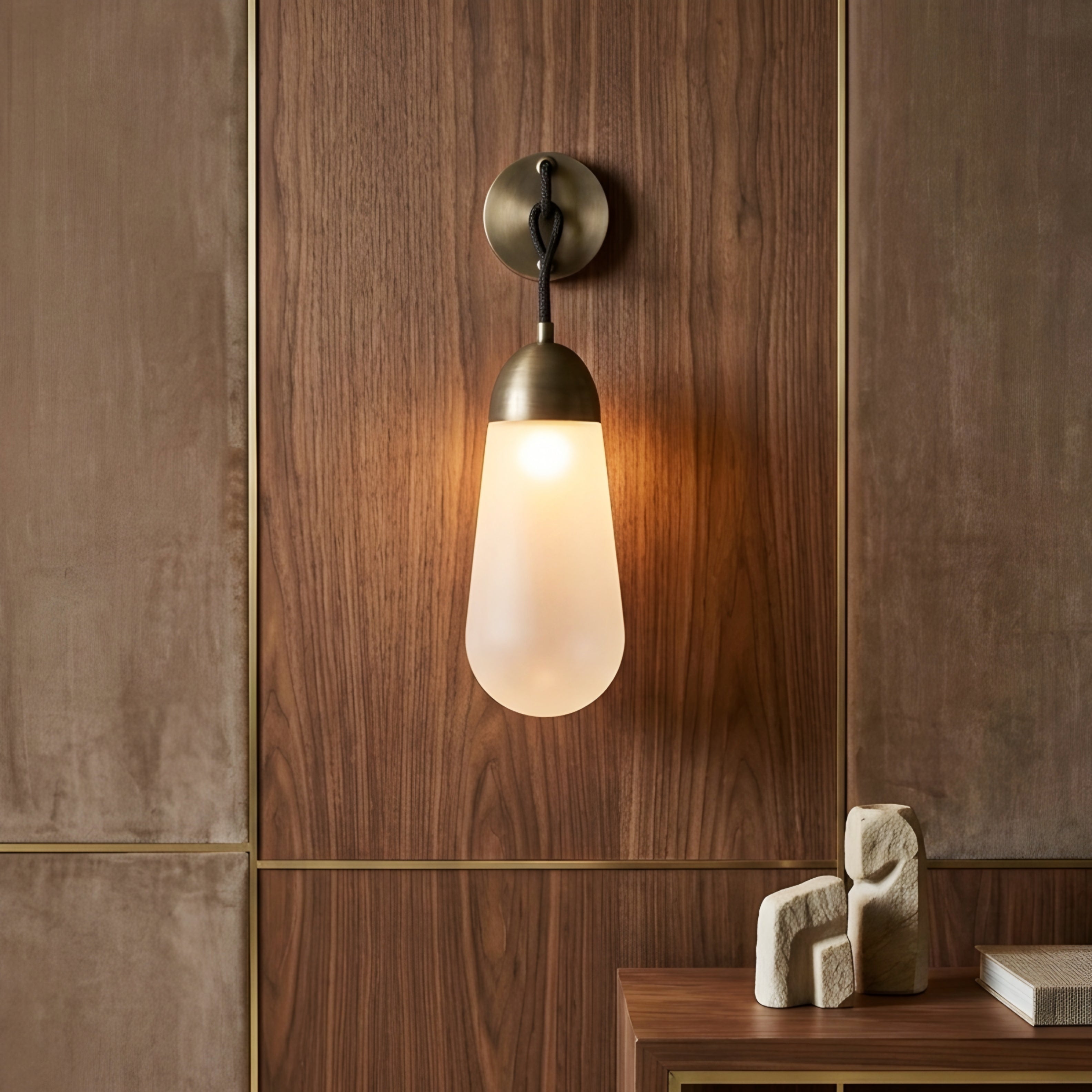 Gondara Teardrop Wall Sconce – Modern Frosted Glass Wall Light Bedroom Living Room Decorative Lighting