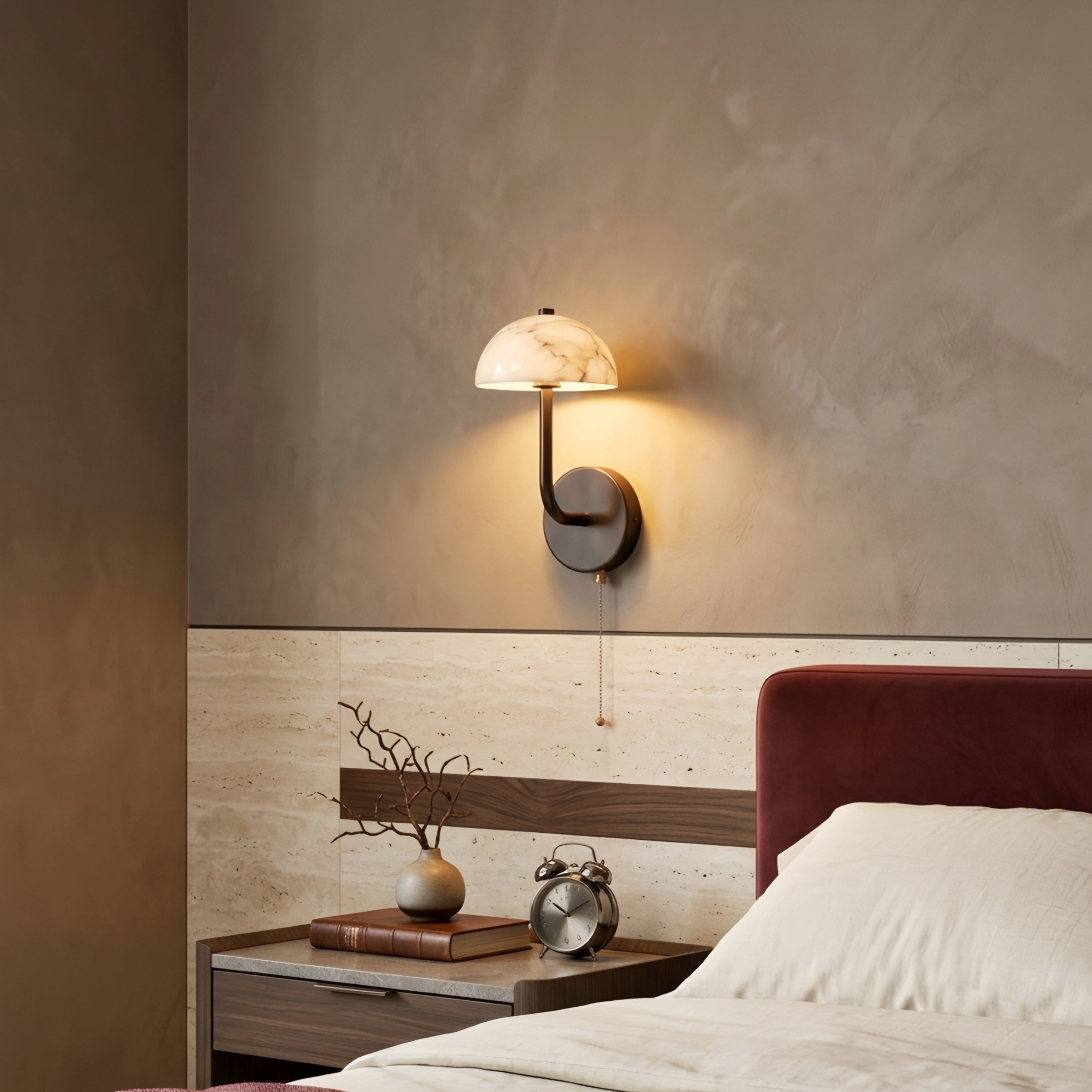 Caldera Mushroom Wall Sconce – Modern Bedroom Living Room Decorative Lighting Pull Chain Table Lamp Style