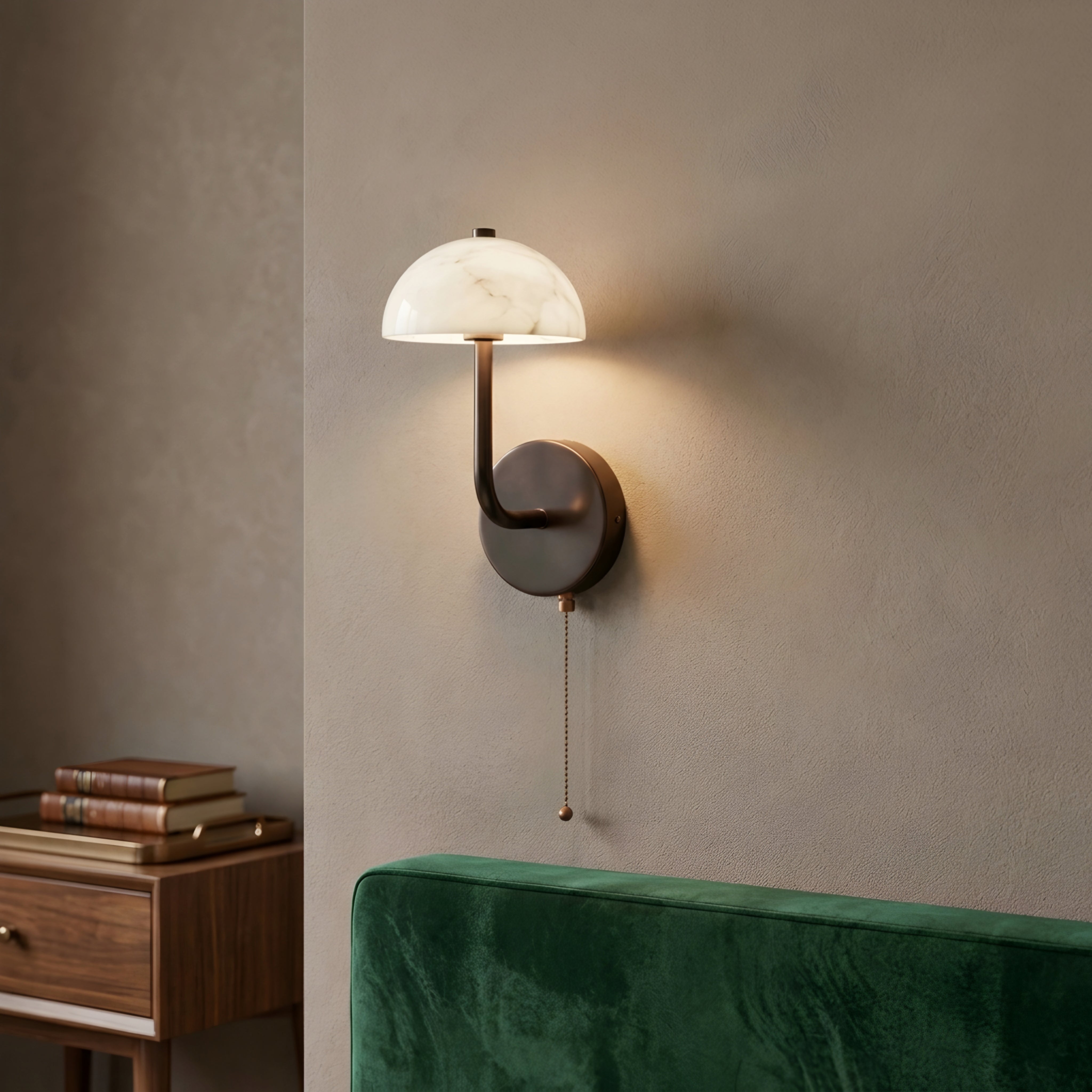 Caldera Mushroom Wall Sconce – Modern Bedroom Living Room Decorative Lighting Pull Chain Table Lamp Style