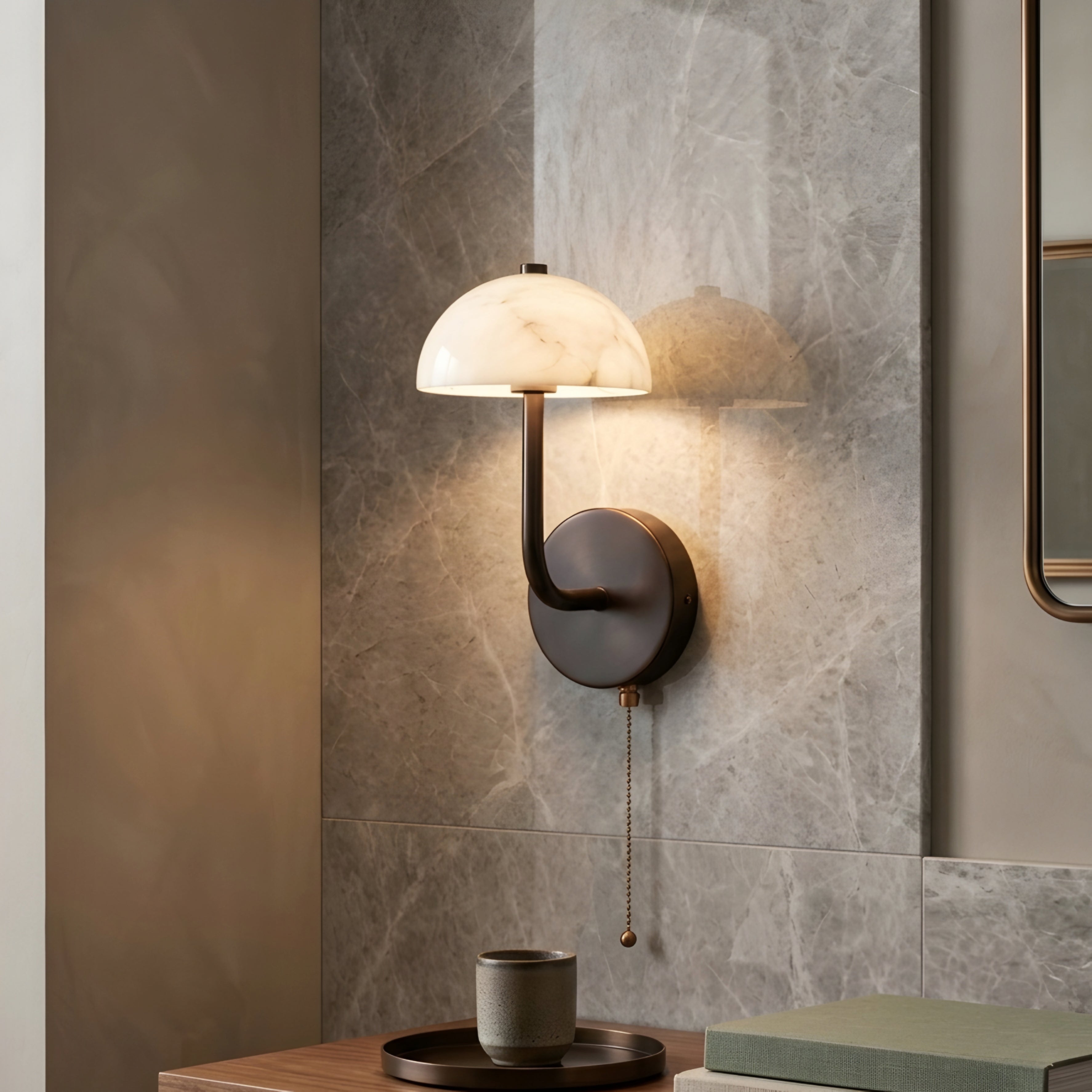 Caldera Mushroom Wall Sconce – Modern Bedroom Living Room Decorative Lighting Pull Chain Table Lamp Style