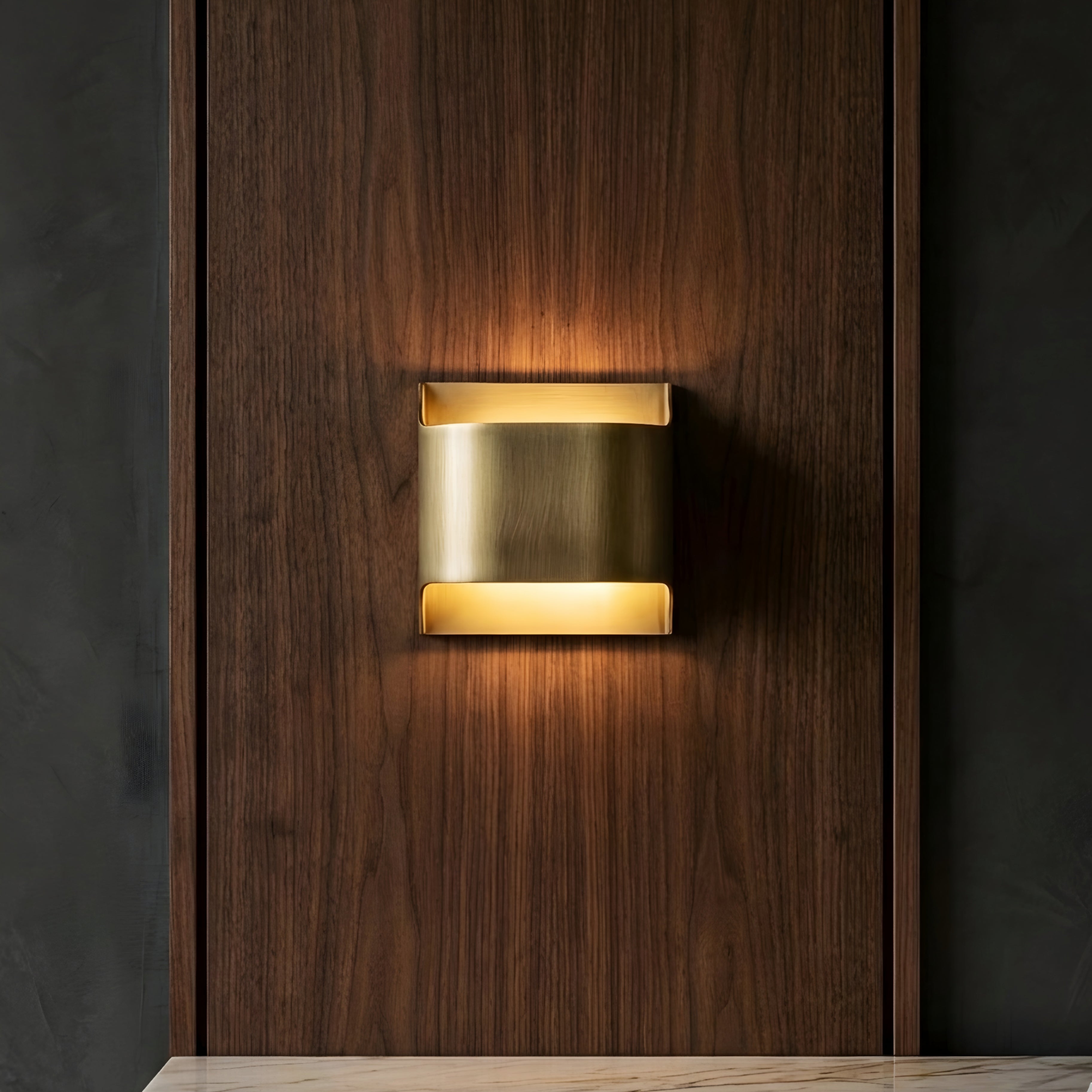 Veritas Wall Sconce – Modern Brushed Brass Curved LED Wall Light Bedroom Living Room Decorative Lighting
