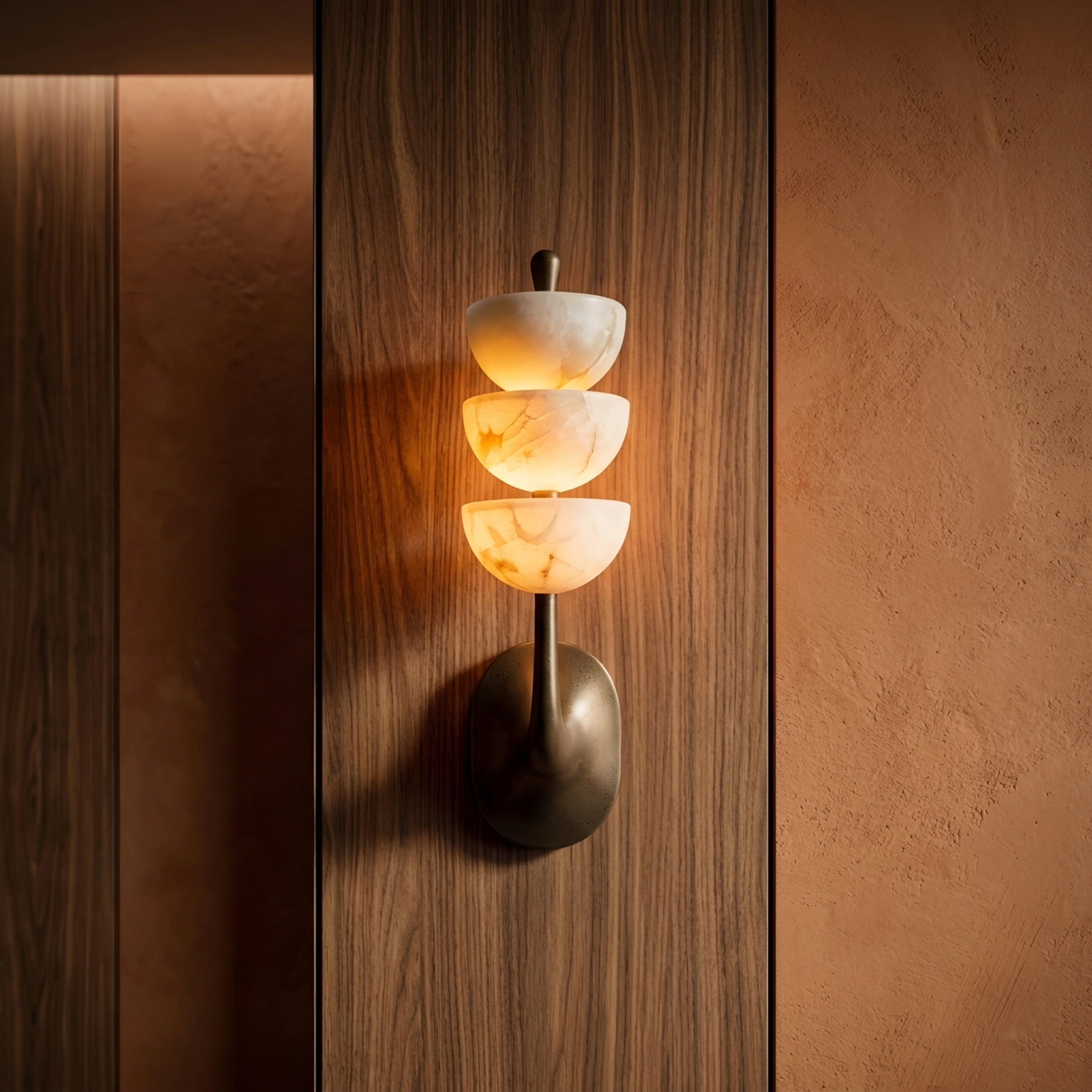 Cascara Marble Wall Sconce – White Stone Modern Decorative Lighting Living Room Bedroom Hallway