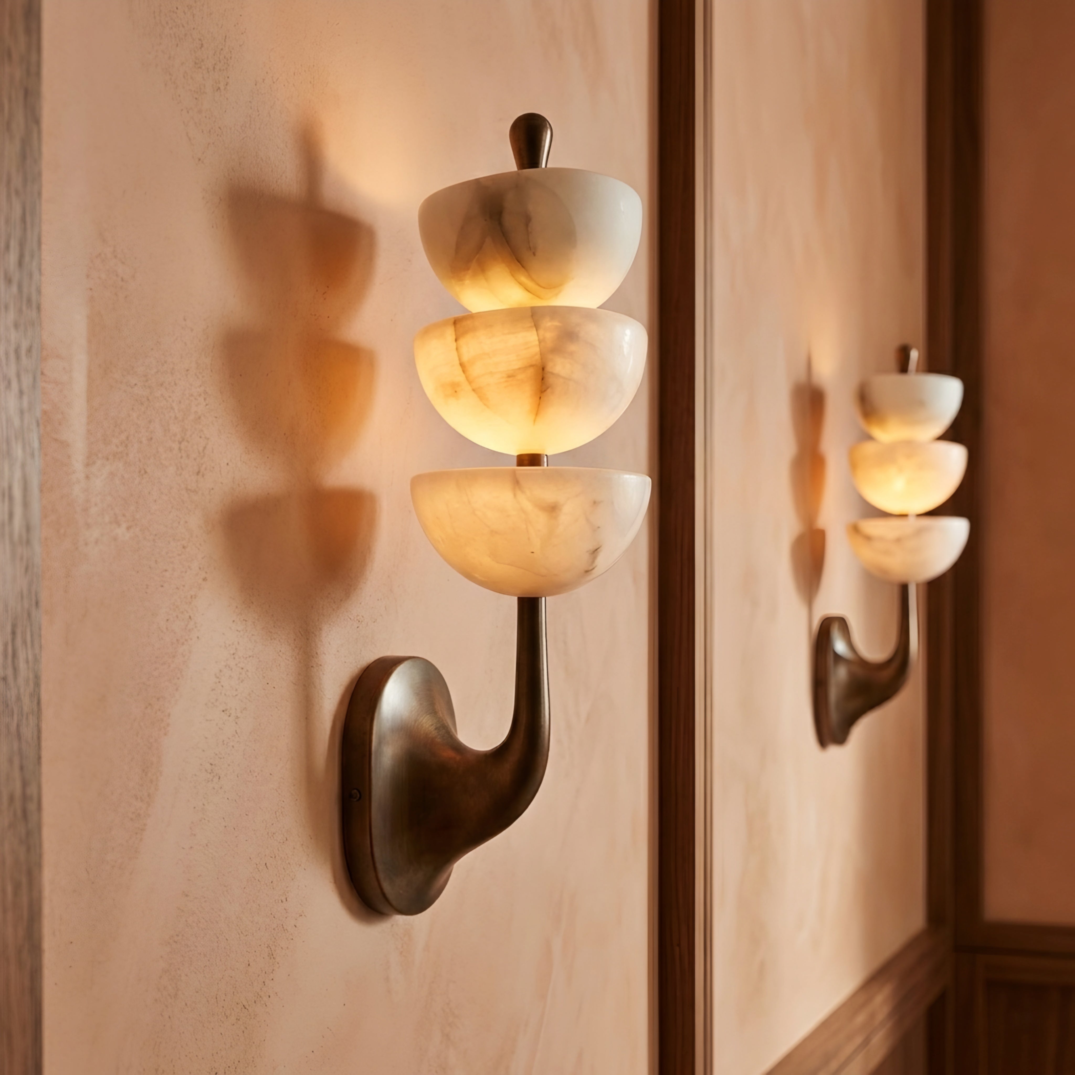 Cascara Marble Wall Sconce – White Stone Modern Decorative Lighting Living Room Bedroom Hallway