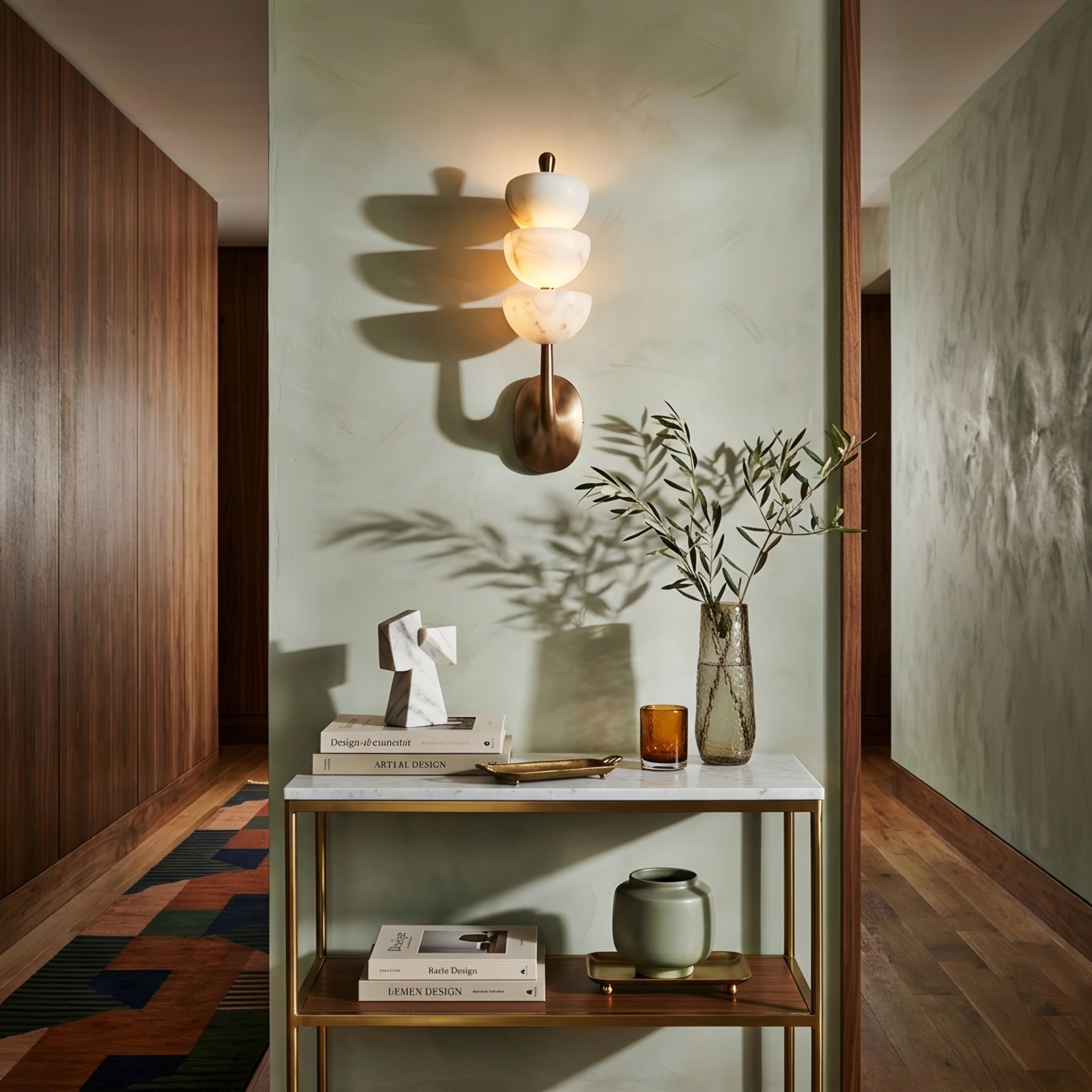Cascara Marble Wall Sconce – White Stone Modern Decorative Lighting Living Room Bedroom Hallway