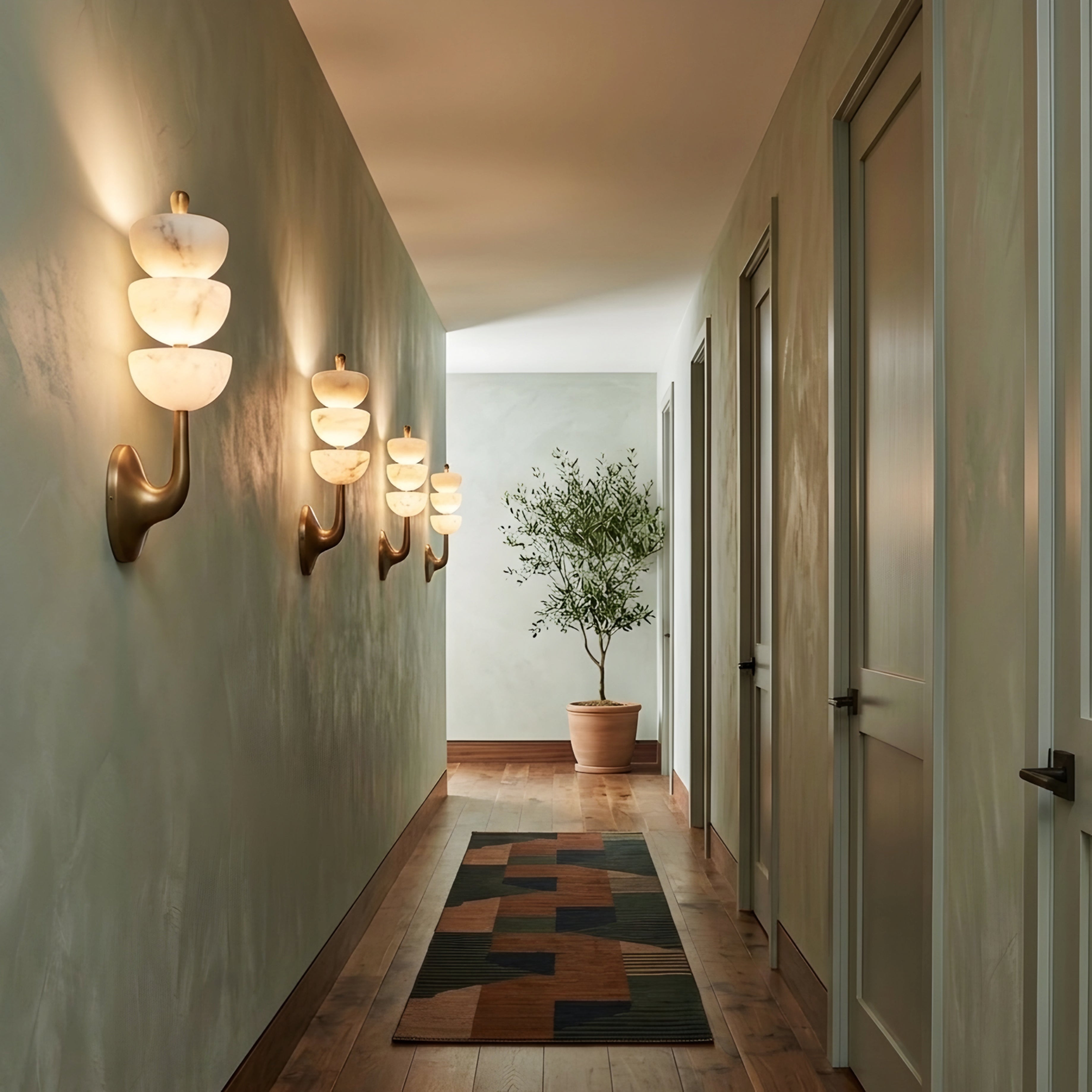 Cascara Marble Wall Sconce – White Stone Modern Decorative Lighting Living Room Bedroom Hallway