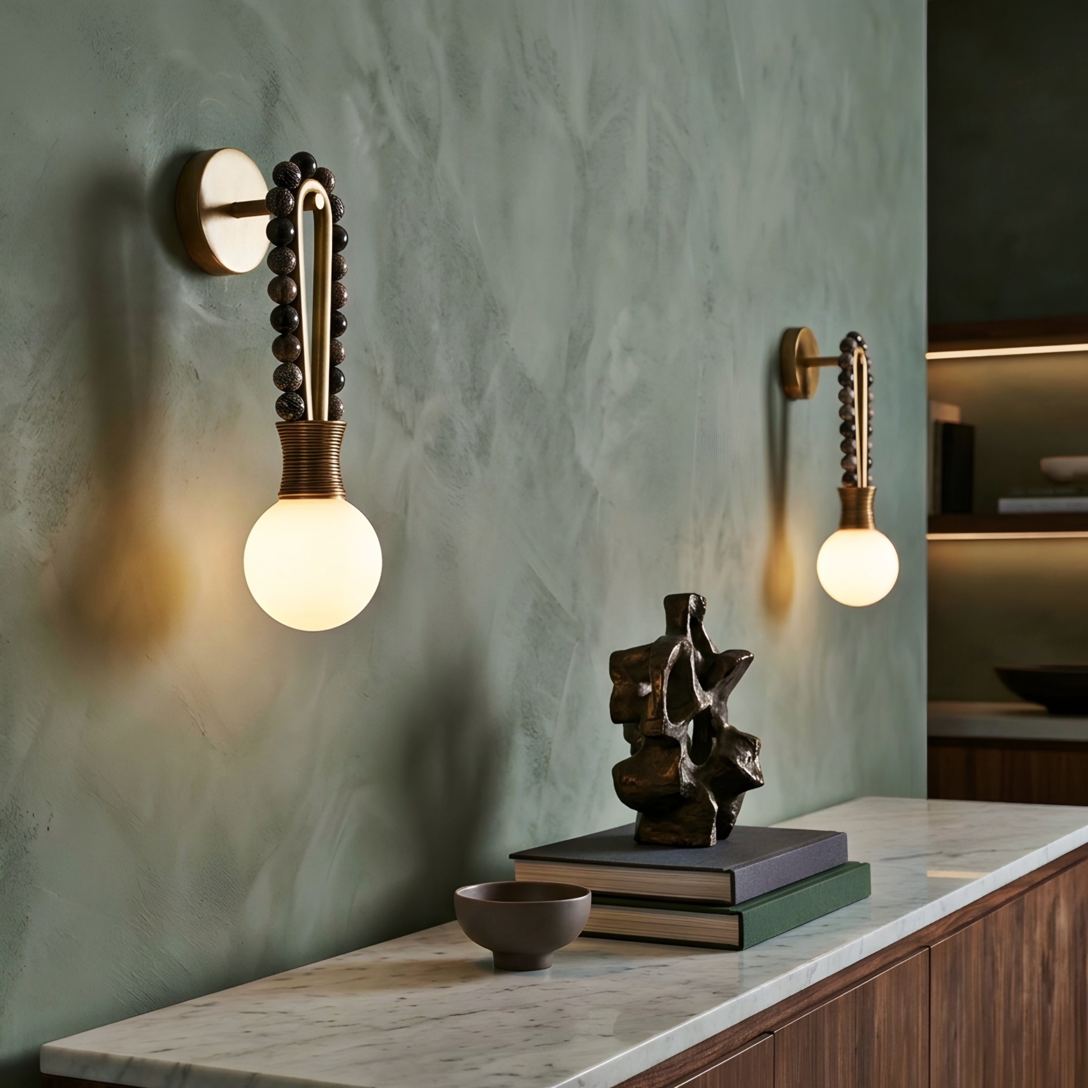 Perrino Sphere Wall Sconce – Modern Decorative Lighting Bedroom Living Room Brass Globe