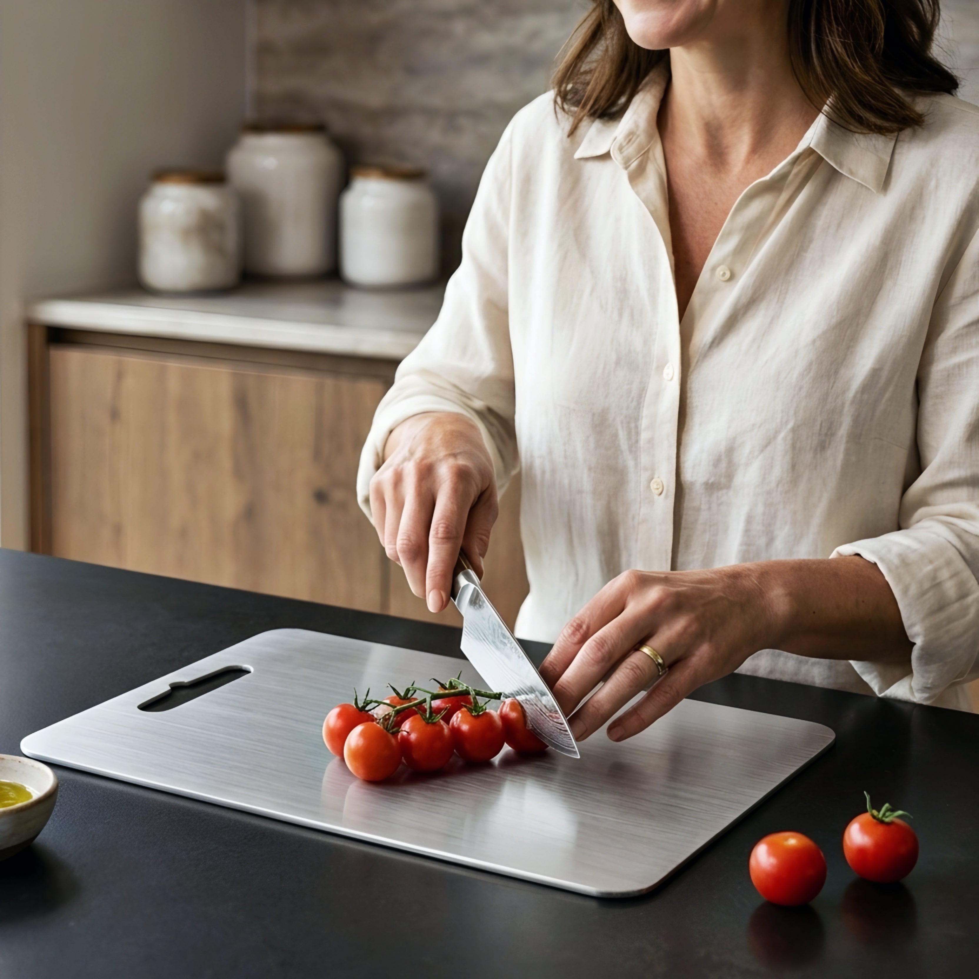 Brushen Aluminum Cutting Board Set – Kitchen Chopping Boards Durable Metal Non-Slip Handle