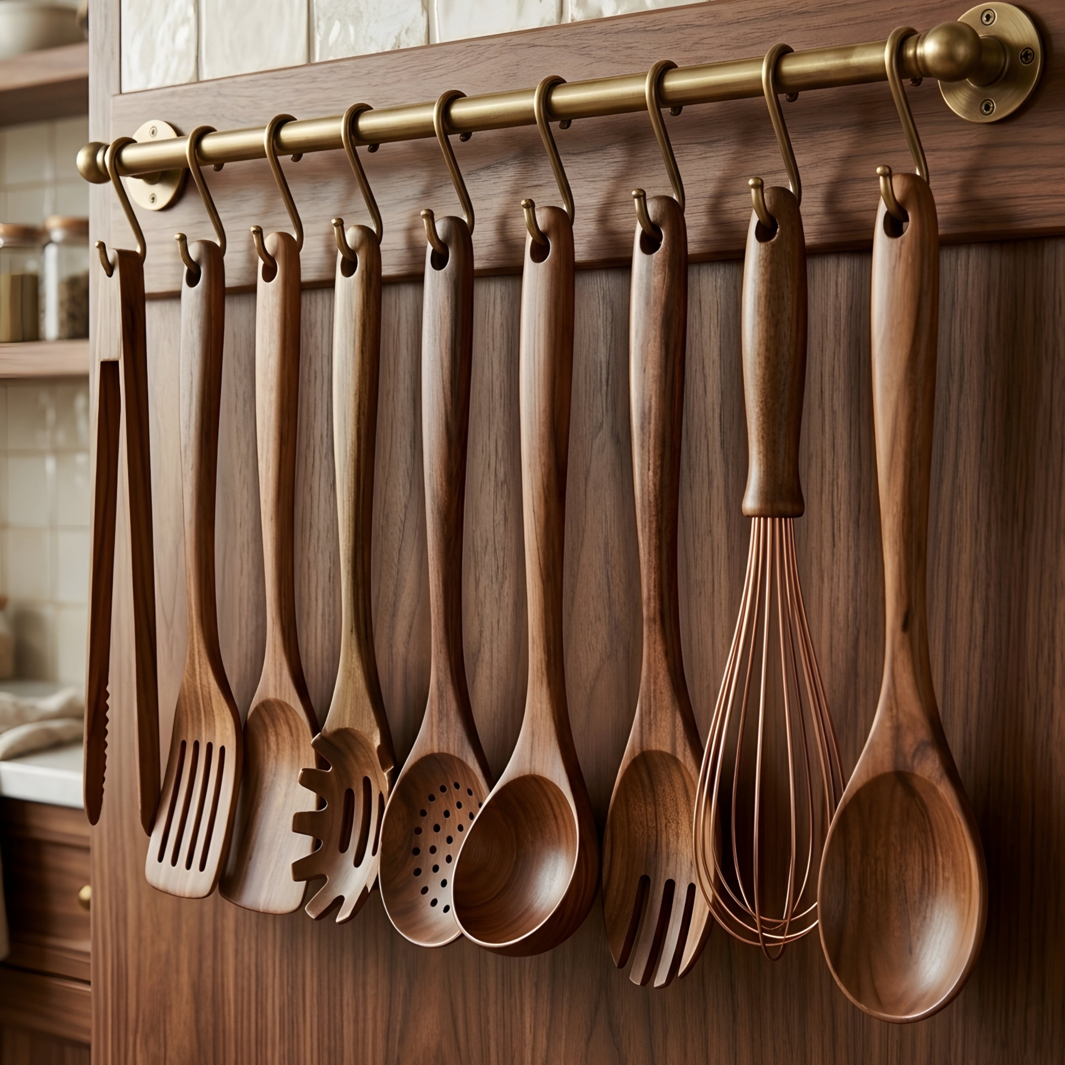 Gravenwood Utensil Set – Natural Teak Wood Kitchen Cooking Tools 11 Piece Nonstick Spatula Spoon Holder