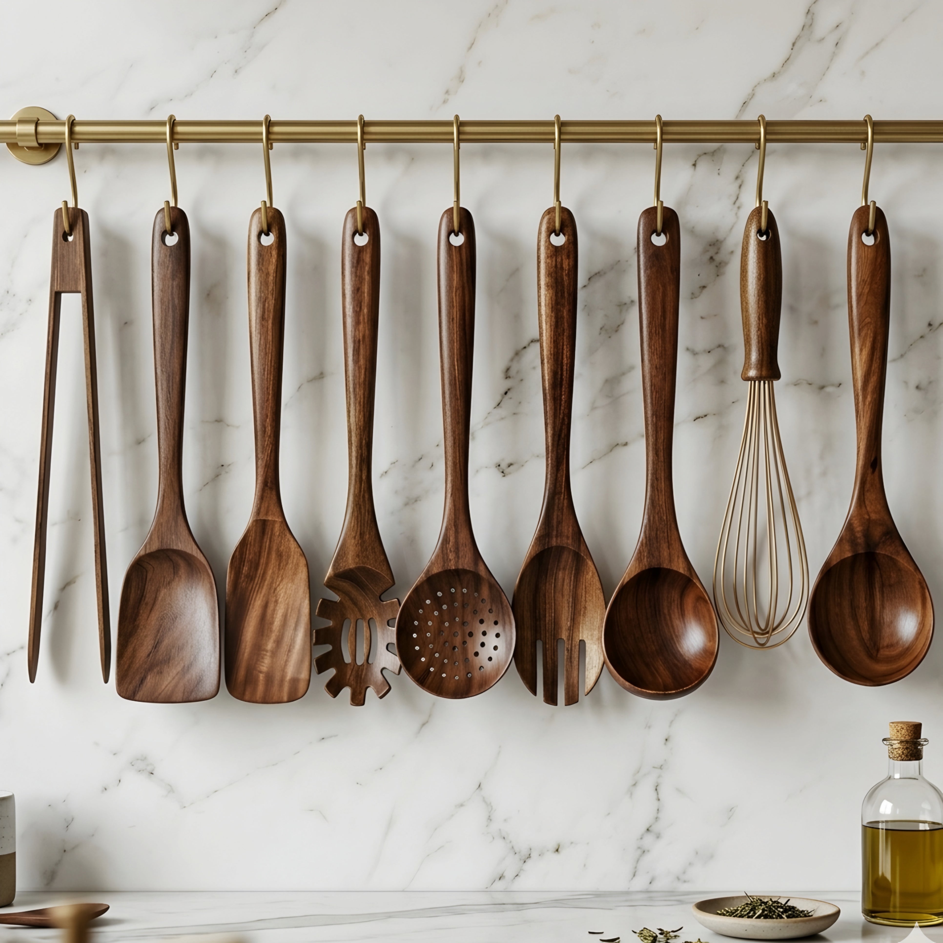 Gravenwood Utensil Set – Natural Teak Wood Kitchen Cooking Tools 11 Piece Nonstick Spatula Spoon Holder