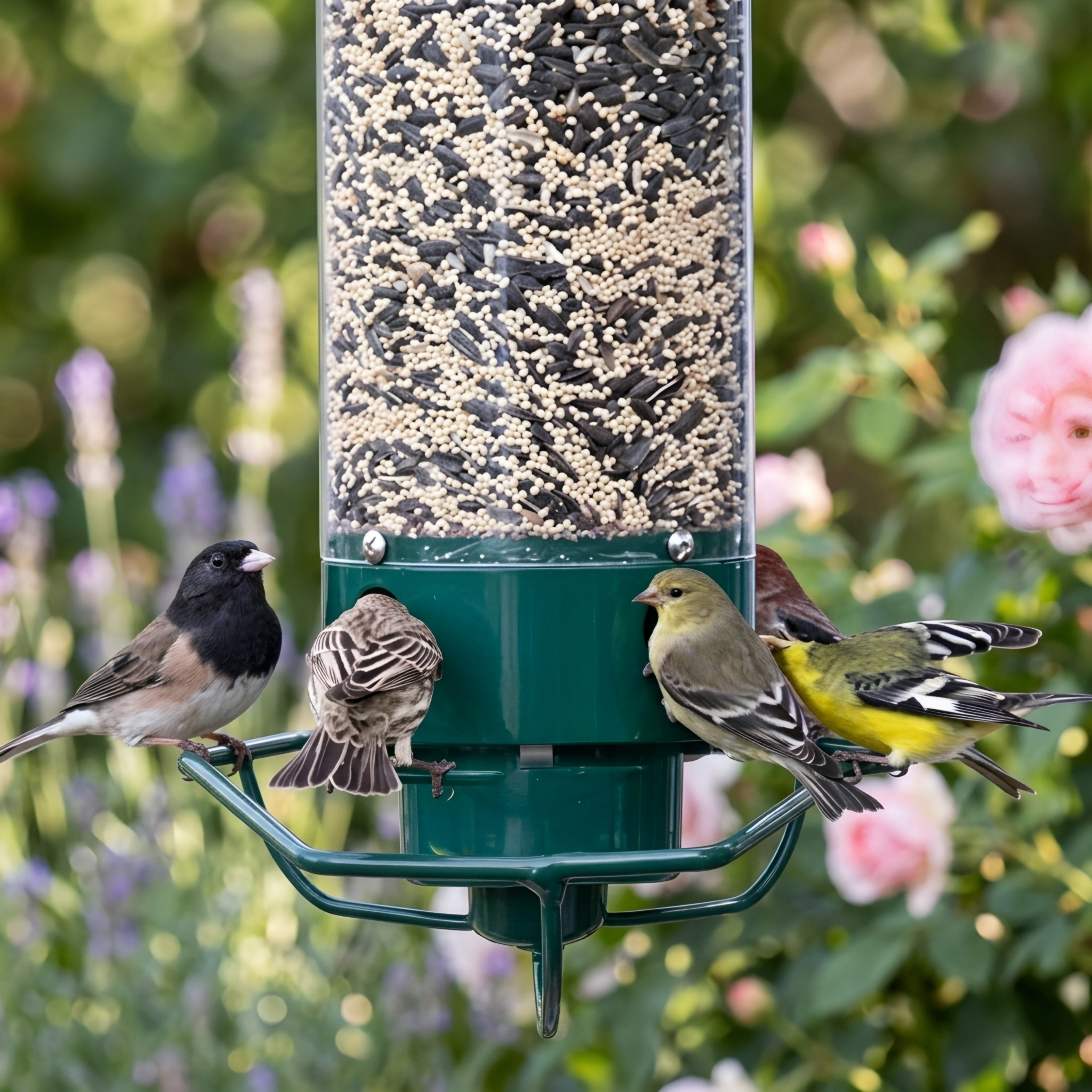 Verdano Tube Bird Feeder – Hanging Wild Bird Seed Feeder Outdoor Garden Backyard Large Capacity Metal