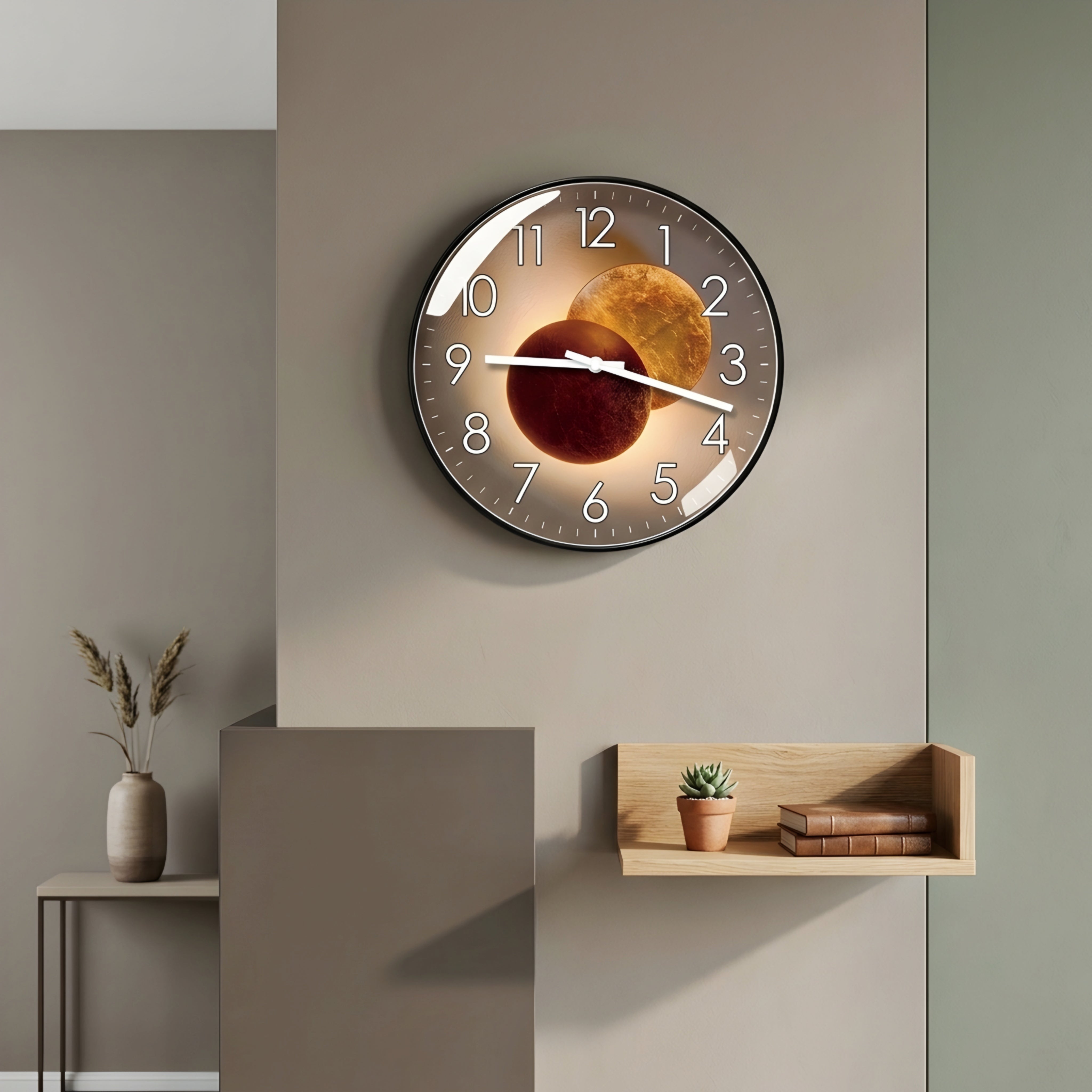 Orbane Illuminated Wall Clock – Modern Large Round Decorative Living Room Bedroom Silent Backlit