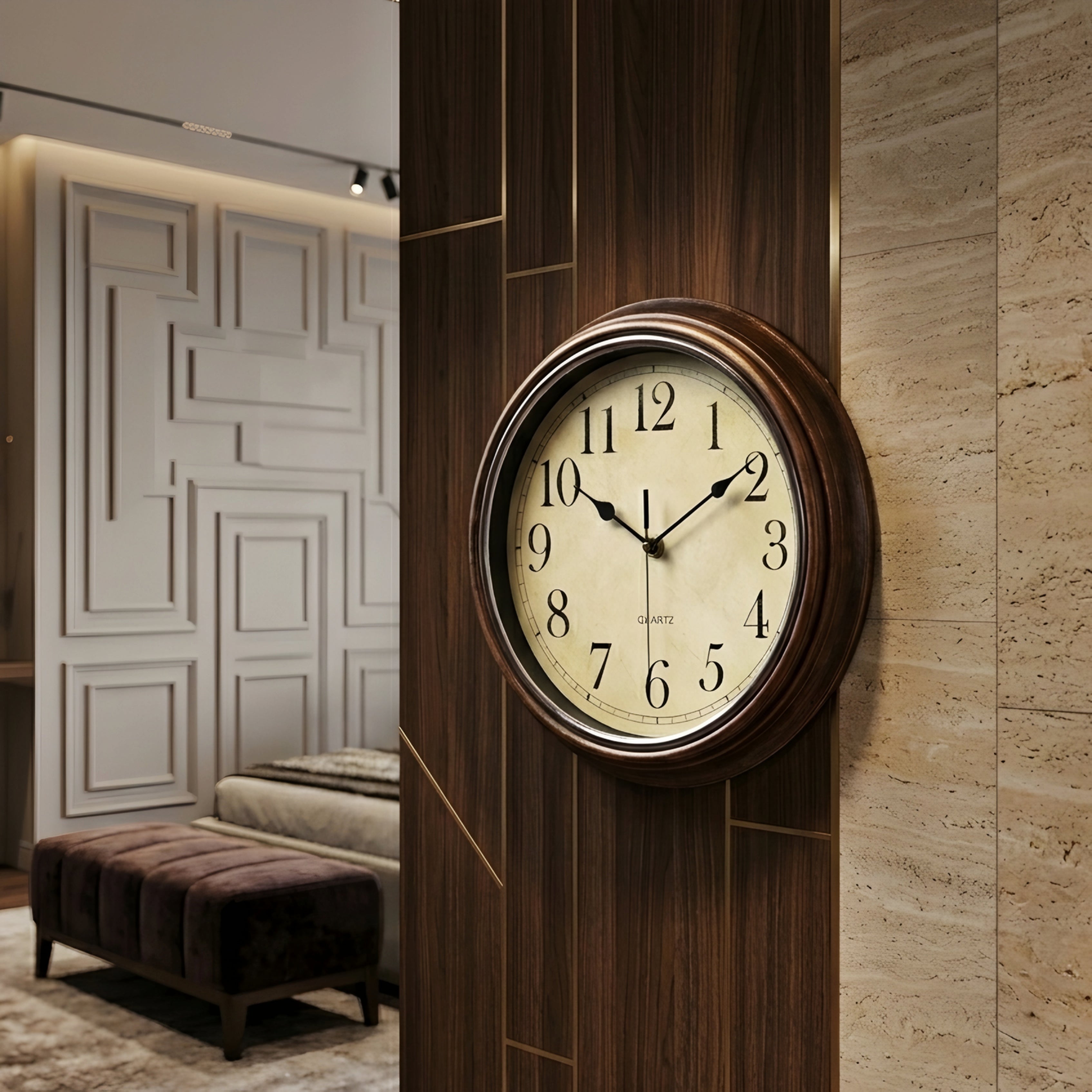 Harston Wall Clock – Vintage Bronze Round Silent Quartz Decorative Living Room Bedroom Office
