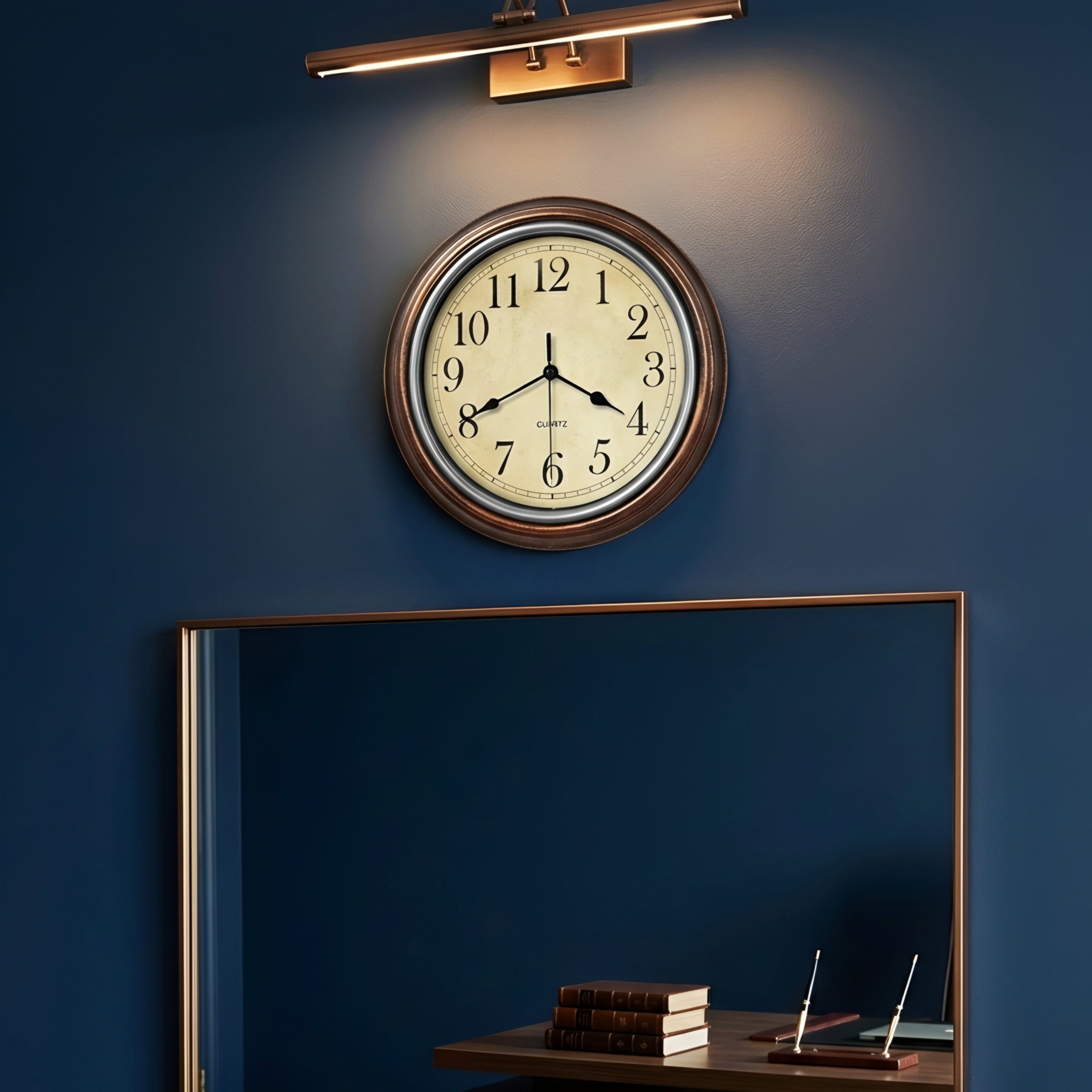 Harston Wall Clock – Vintage Bronze Round Silent Quartz Decorative Living Room Bedroom Office