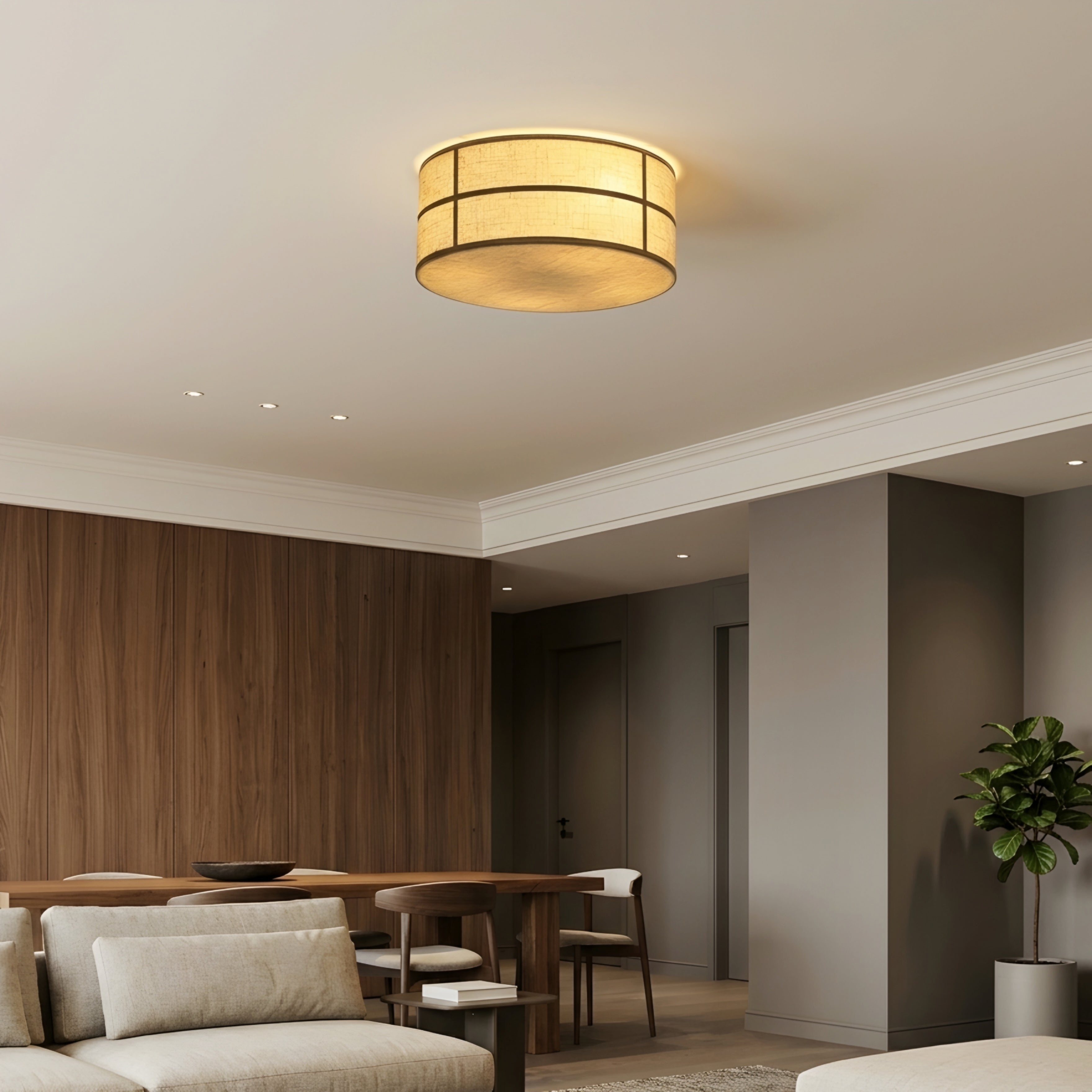 Belcrest Flush Mount Ceiling Light – Drum Fabric Ceiling Light Living Room Bedroom Decorative Lighting