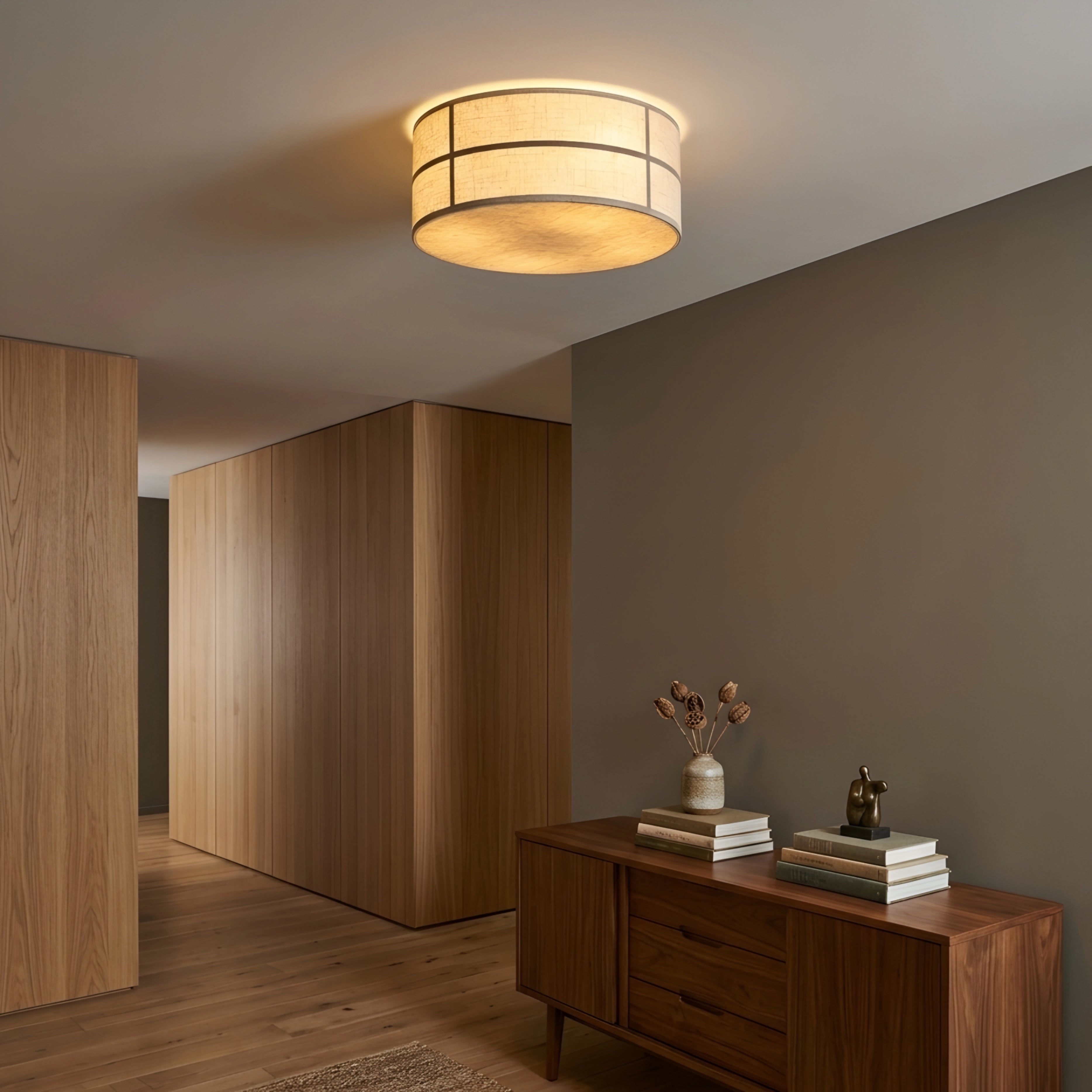 Belcrest Flush Mount Ceiling Light – Drum Fabric Ceiling Light Living Room Bedroom Decorative Lighting