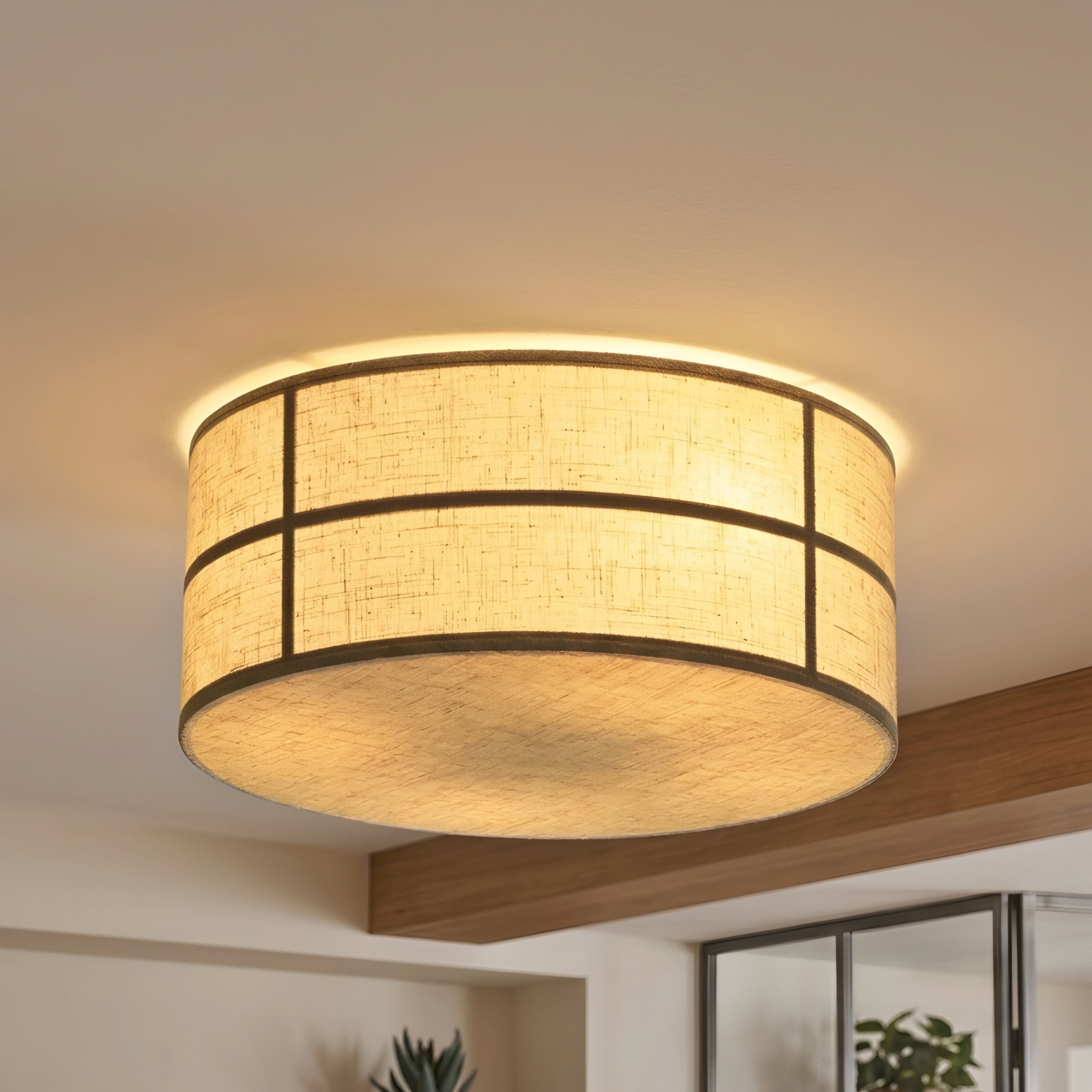 Belcrest Flush Mount Ceiling Light – Drum Fabric Ceiling Light Living Room Bedroom Decorative Lighting